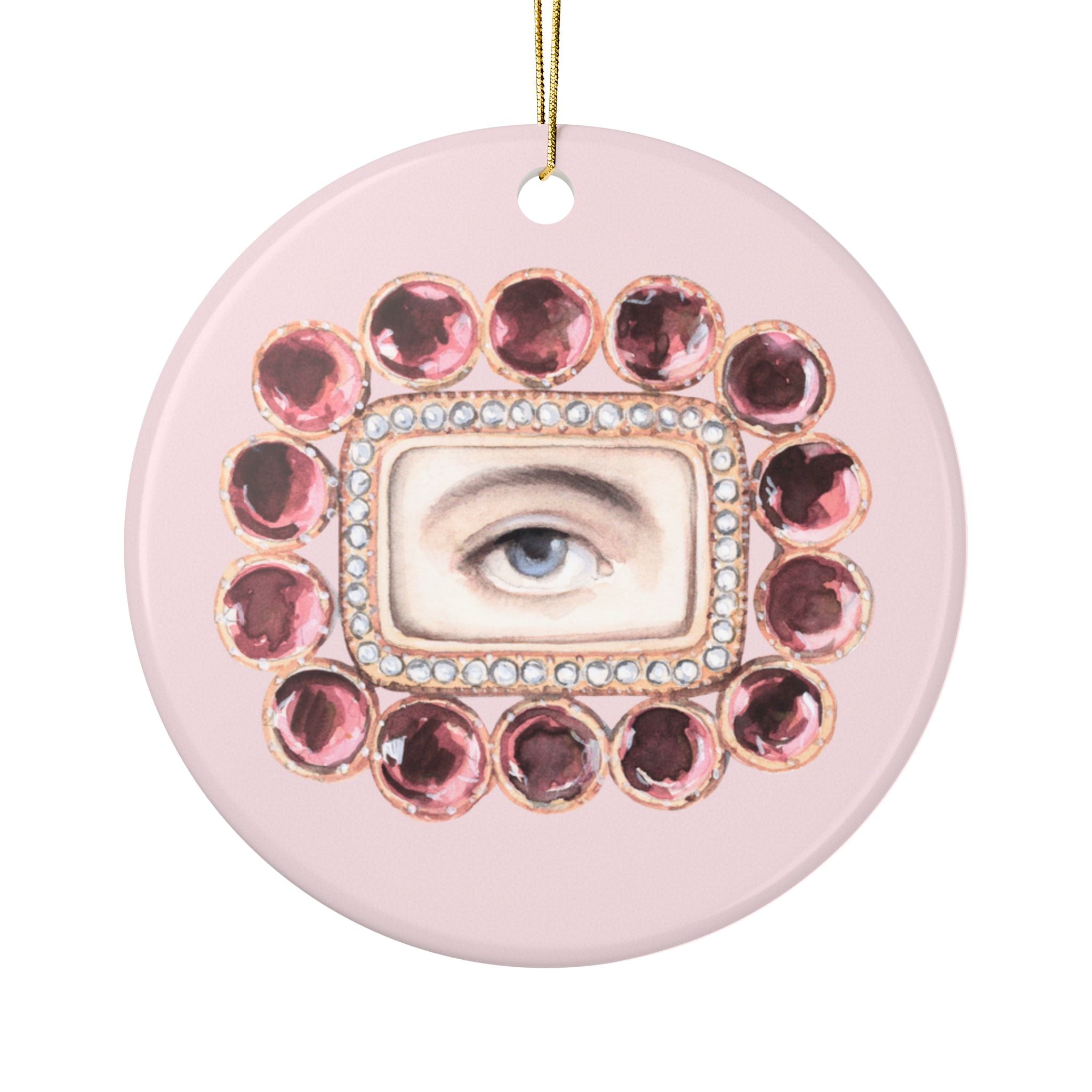 No. 1 Lover's Eye Ceramic Christmas Ornament - Pale Pink