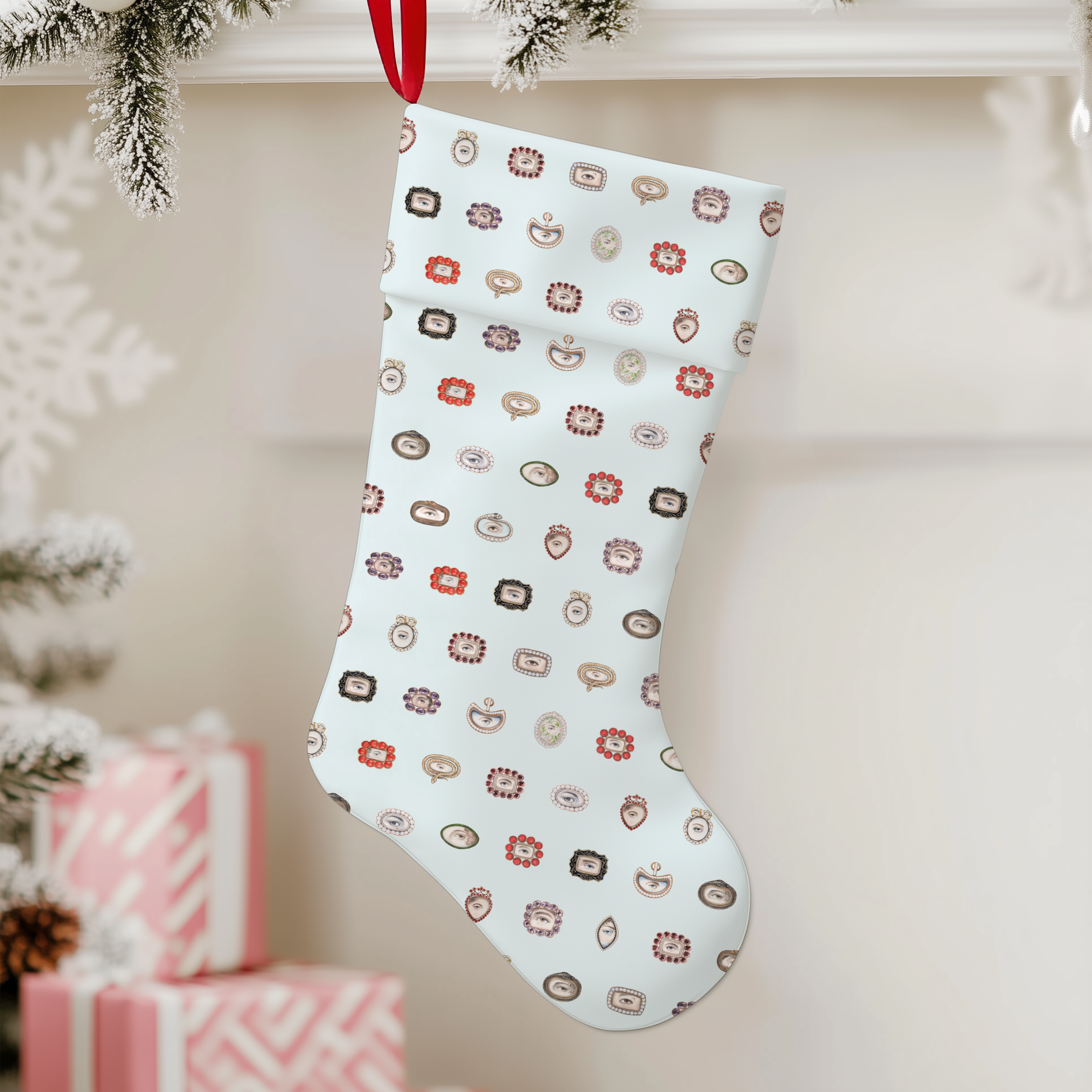 Lover's Eye Linen Christmas Stocking (Robin's Egg Blue)