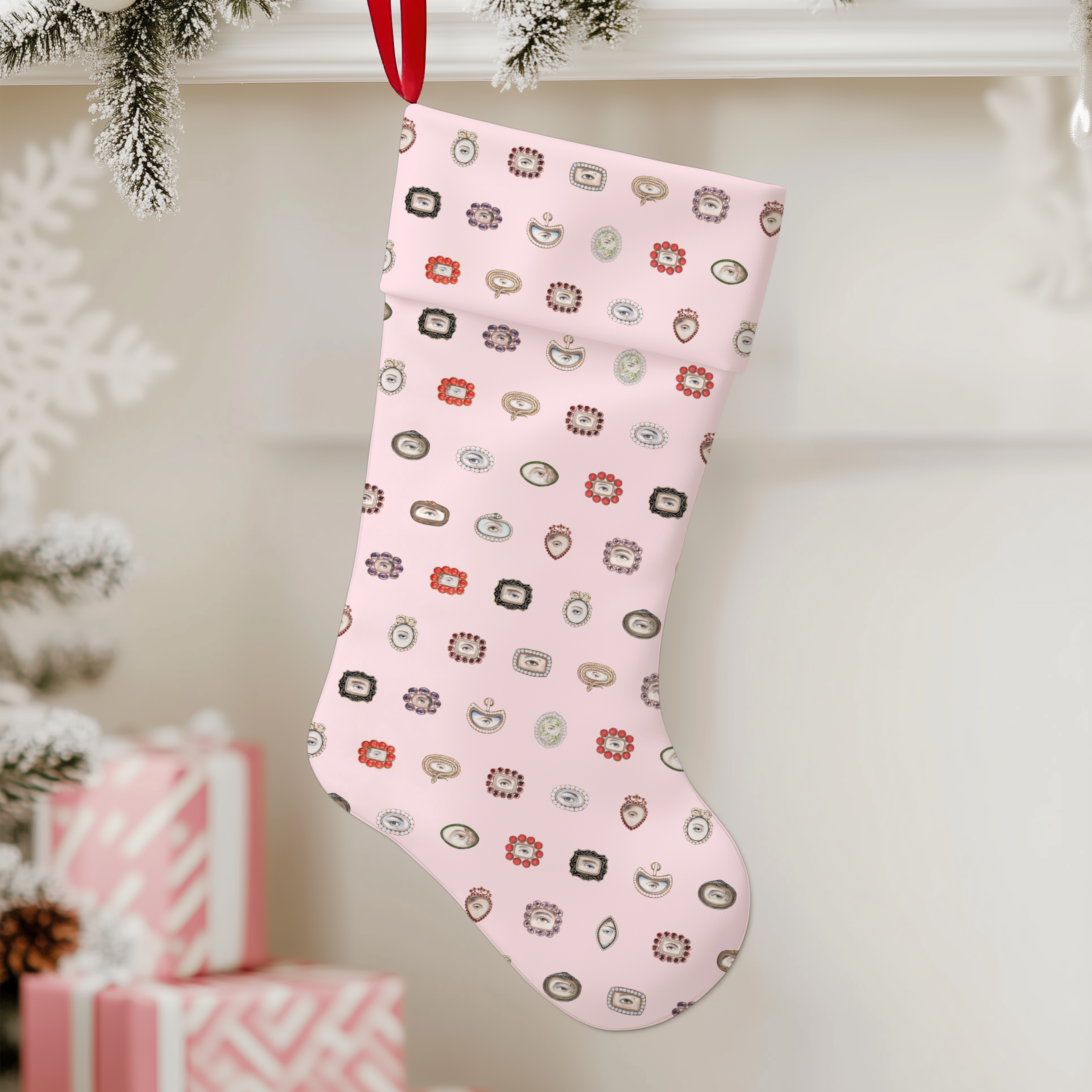 Lover's Eye Linen Christmas Stocking (Petal Pink)