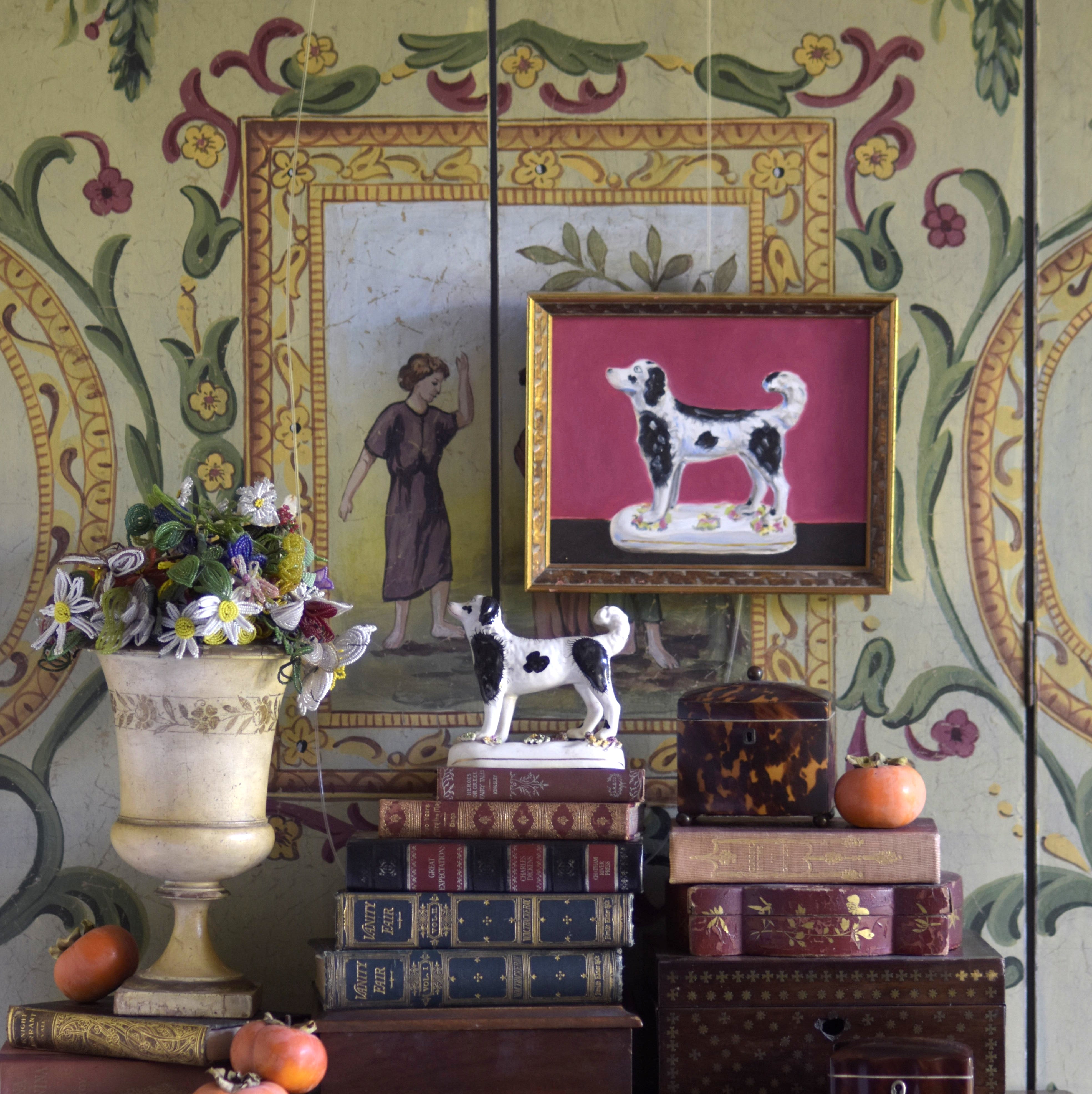 No. 1035 Morris the Black & White Staffordshire Water Spaniel Dog and His Portrait