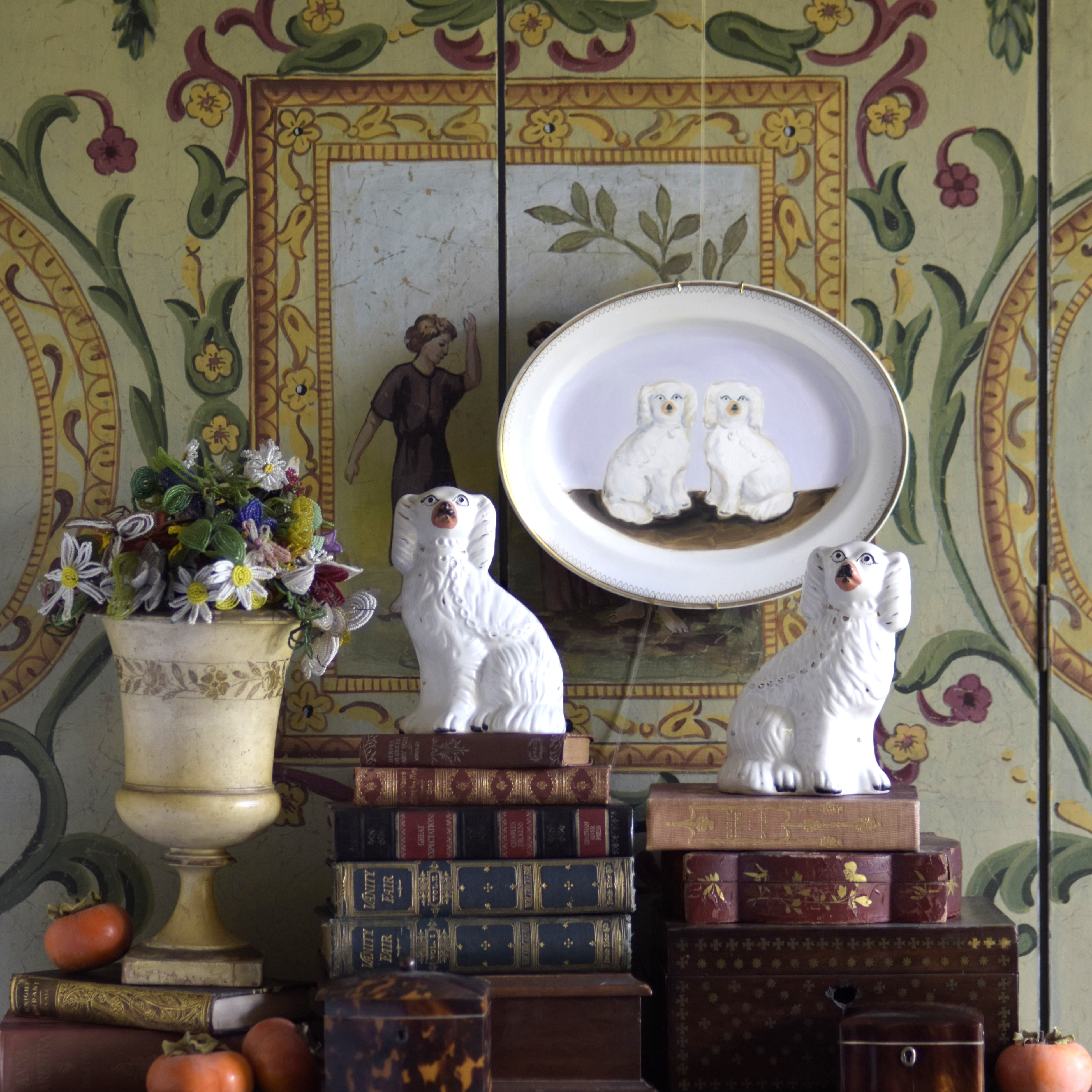 No. 1025 Terrence & Tess the White Staffordshire Spaniels and Their Portraits