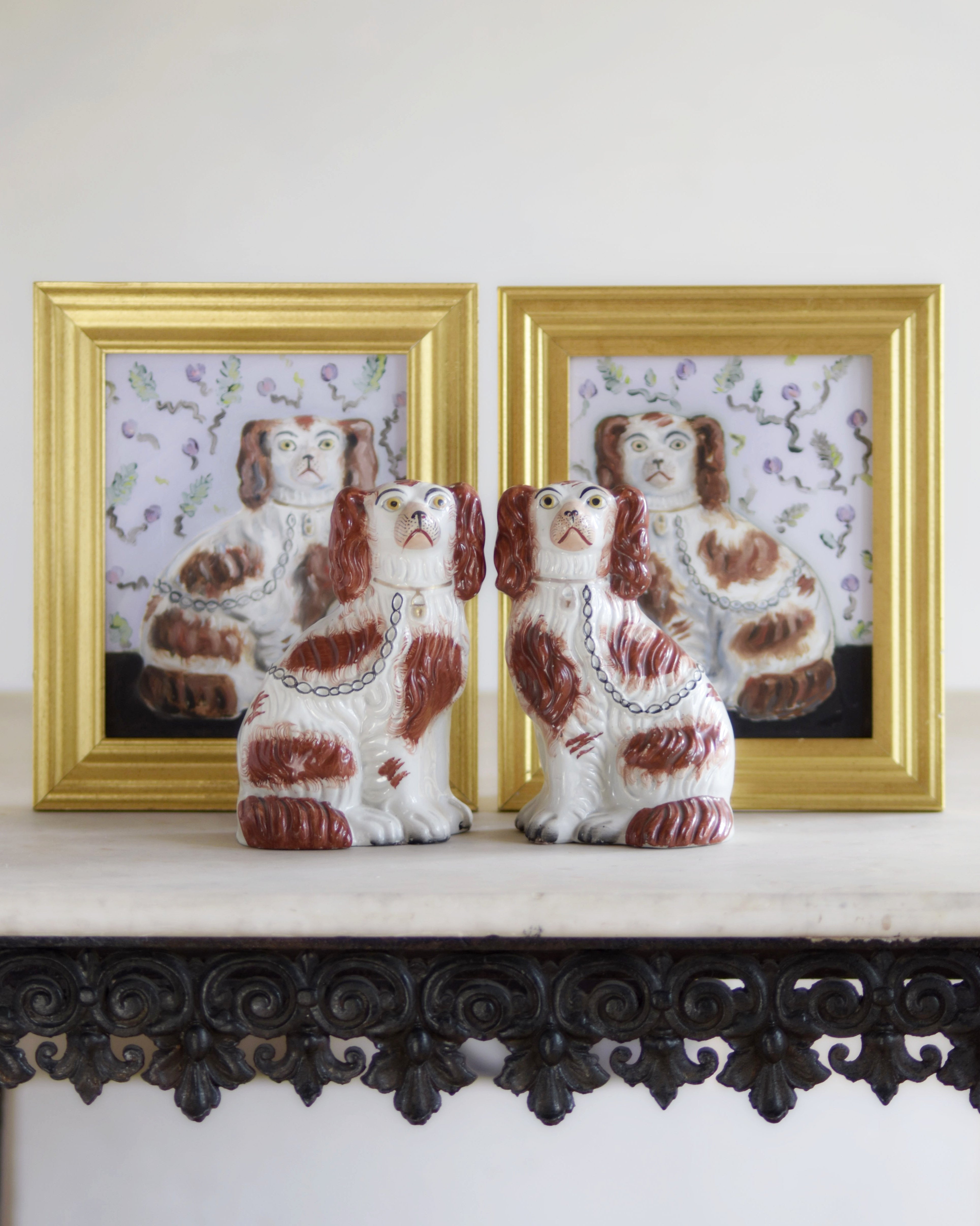 No. 1031 Crispin & Catherine the Red and White Staffordshire Spaniels & Their Portraits