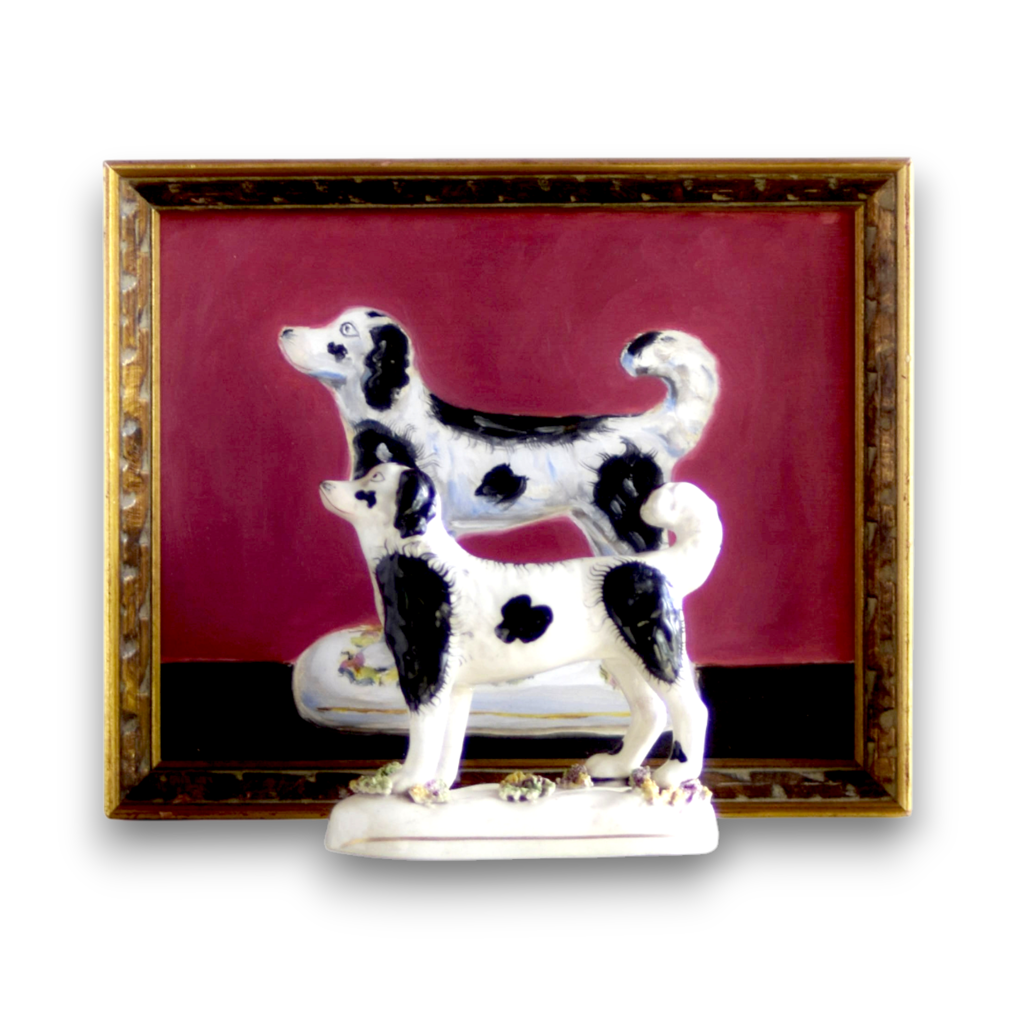 No. 1035 Morris the Black & White Staffordshire Water Spaniel Dog and His Portrait