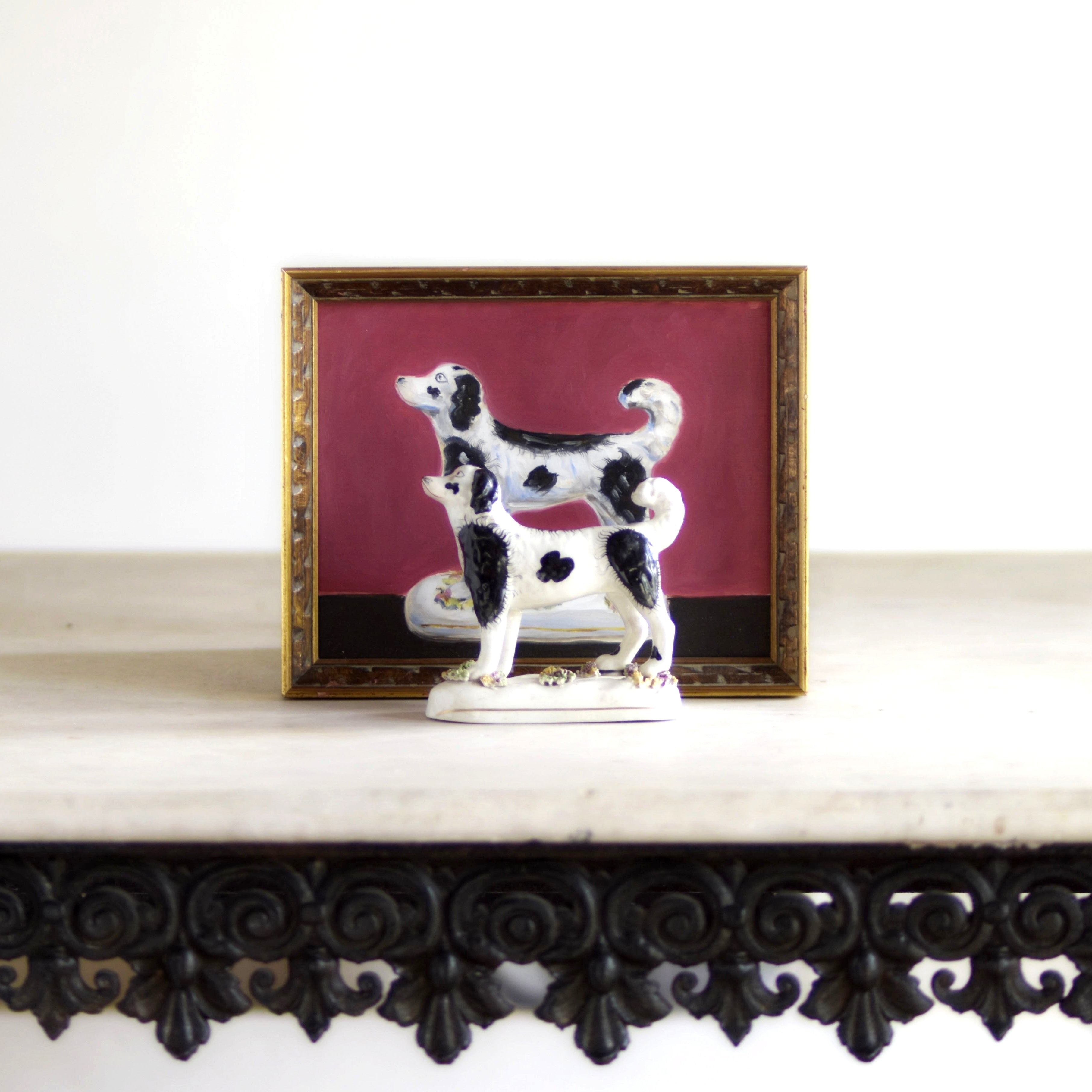 No. 1035 Morris the Black & White Staffordshire Water Spaniel Dog and His Portrait