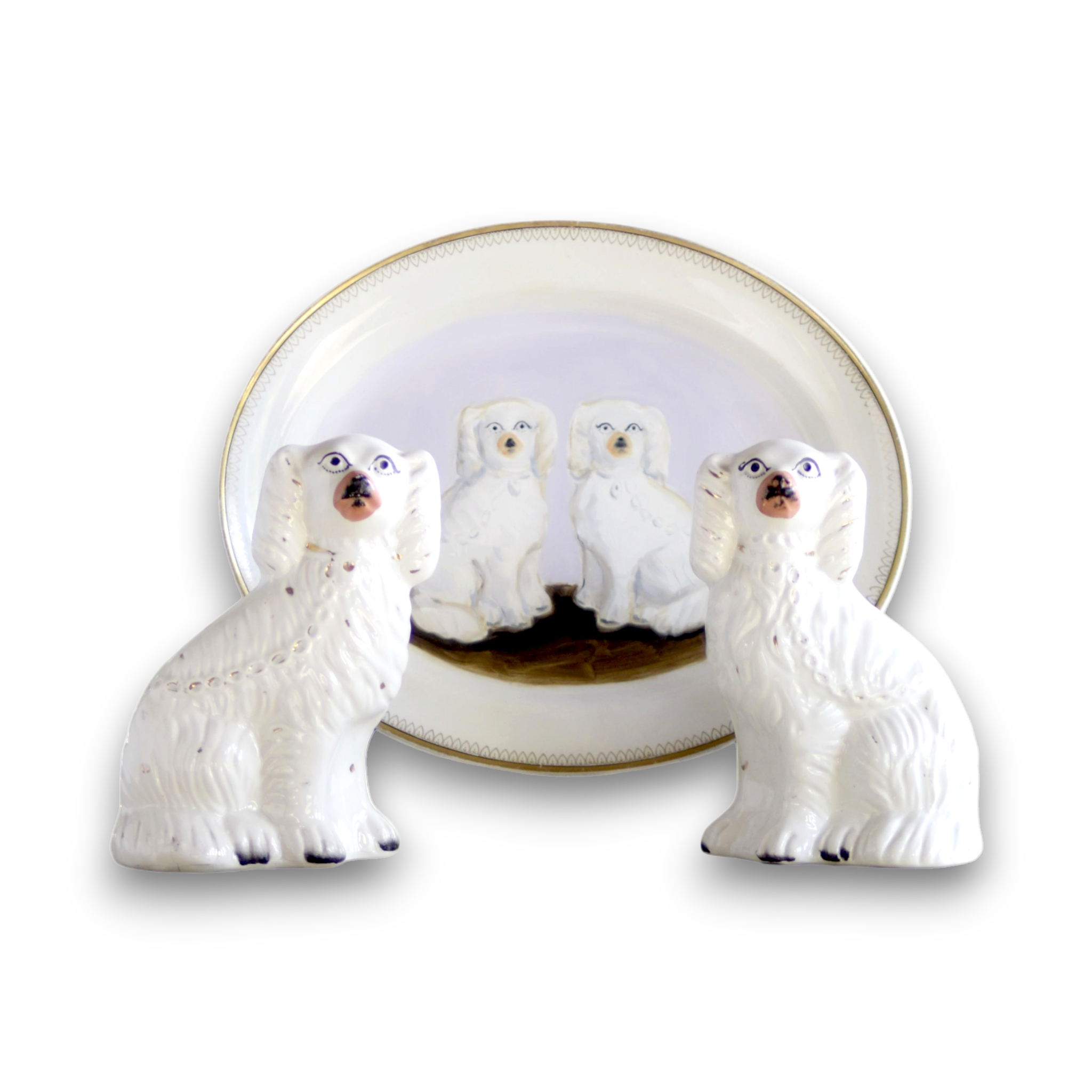 No. 1025 Terrence & Tess the White Staffordshire Spaniels and Their Portraits