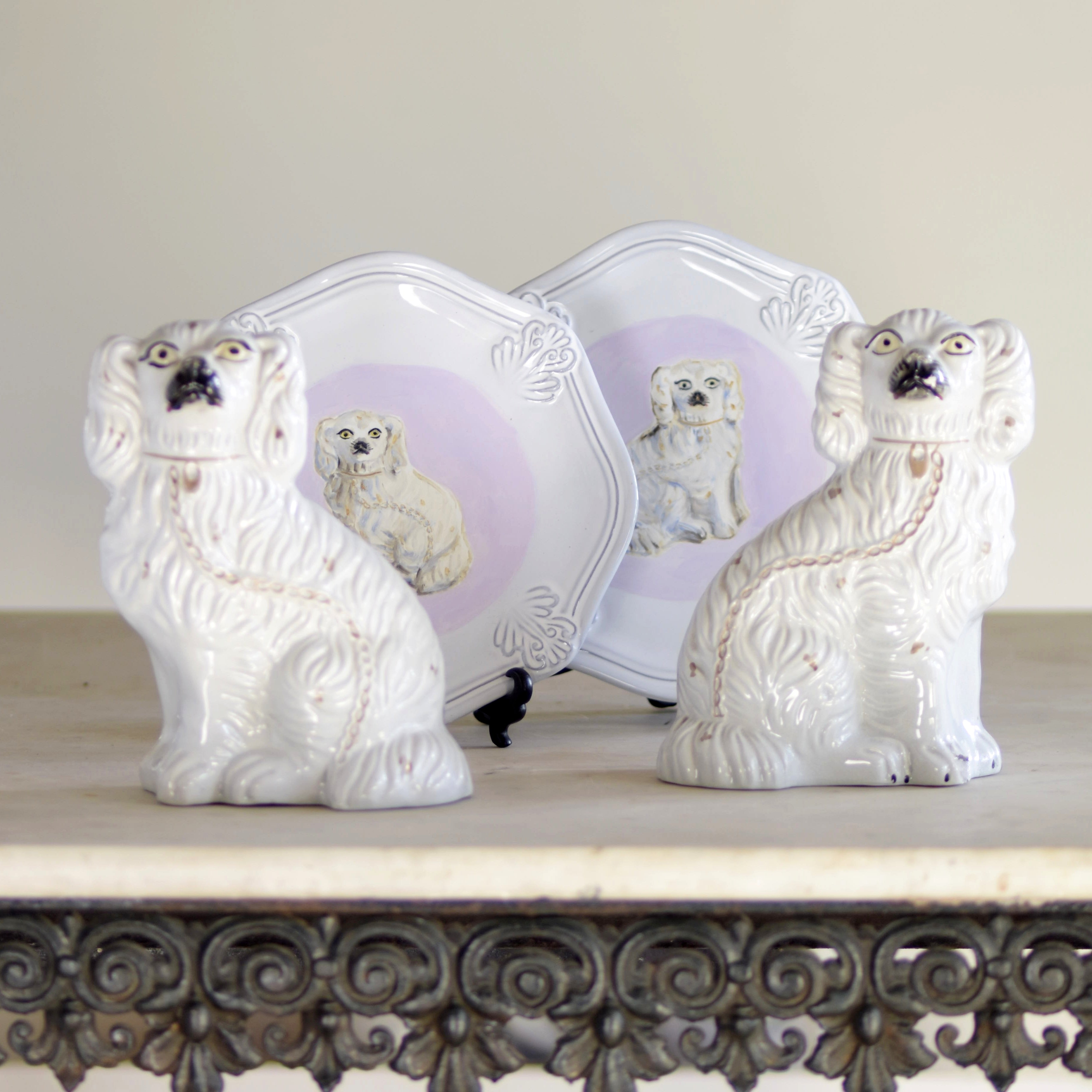 No. 1028 Floris & Fergus the White Staffordshire Spaniels and Their Portraits