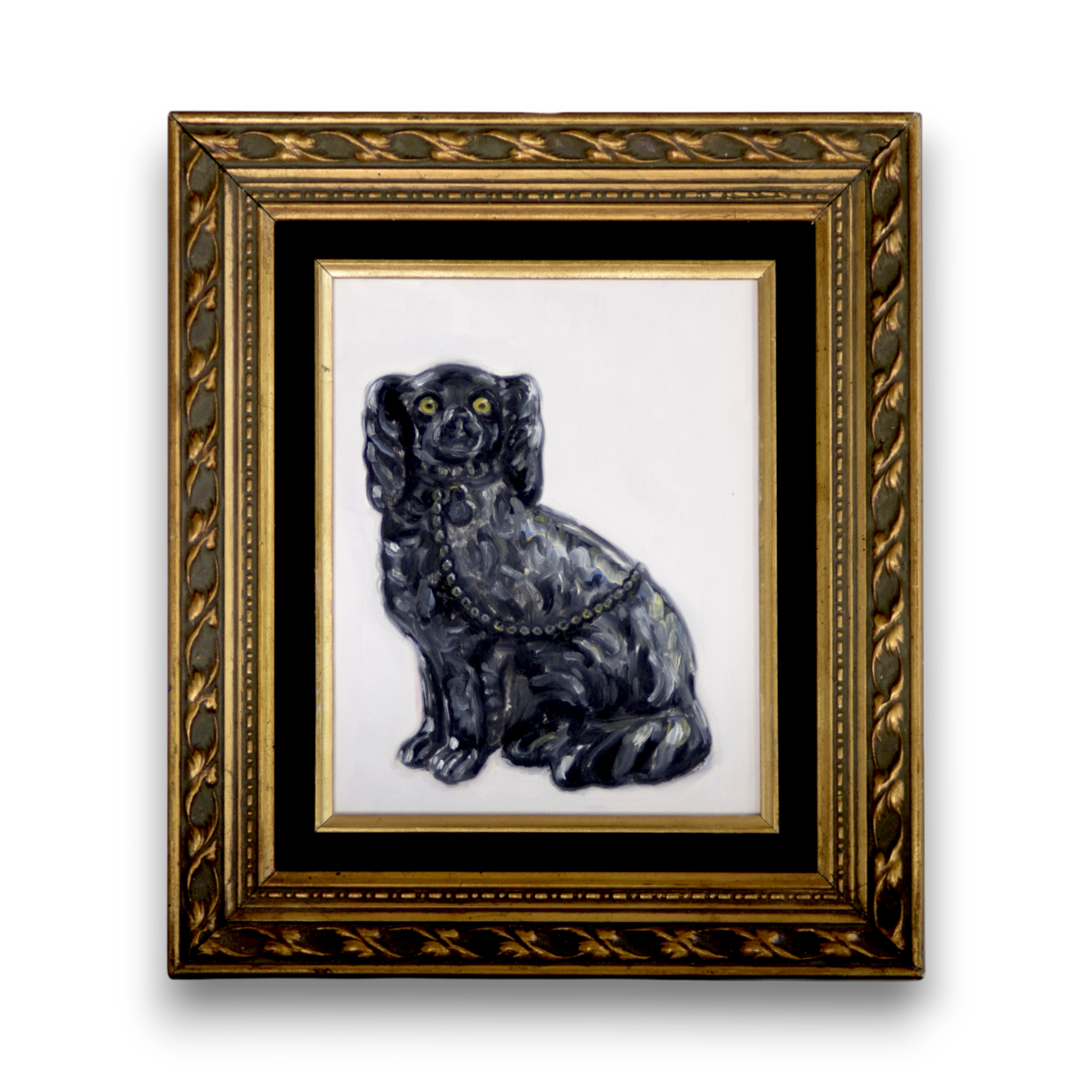 No. 1037 Pearl the Black Jackfield Staffordshire Dog and Her Portrait