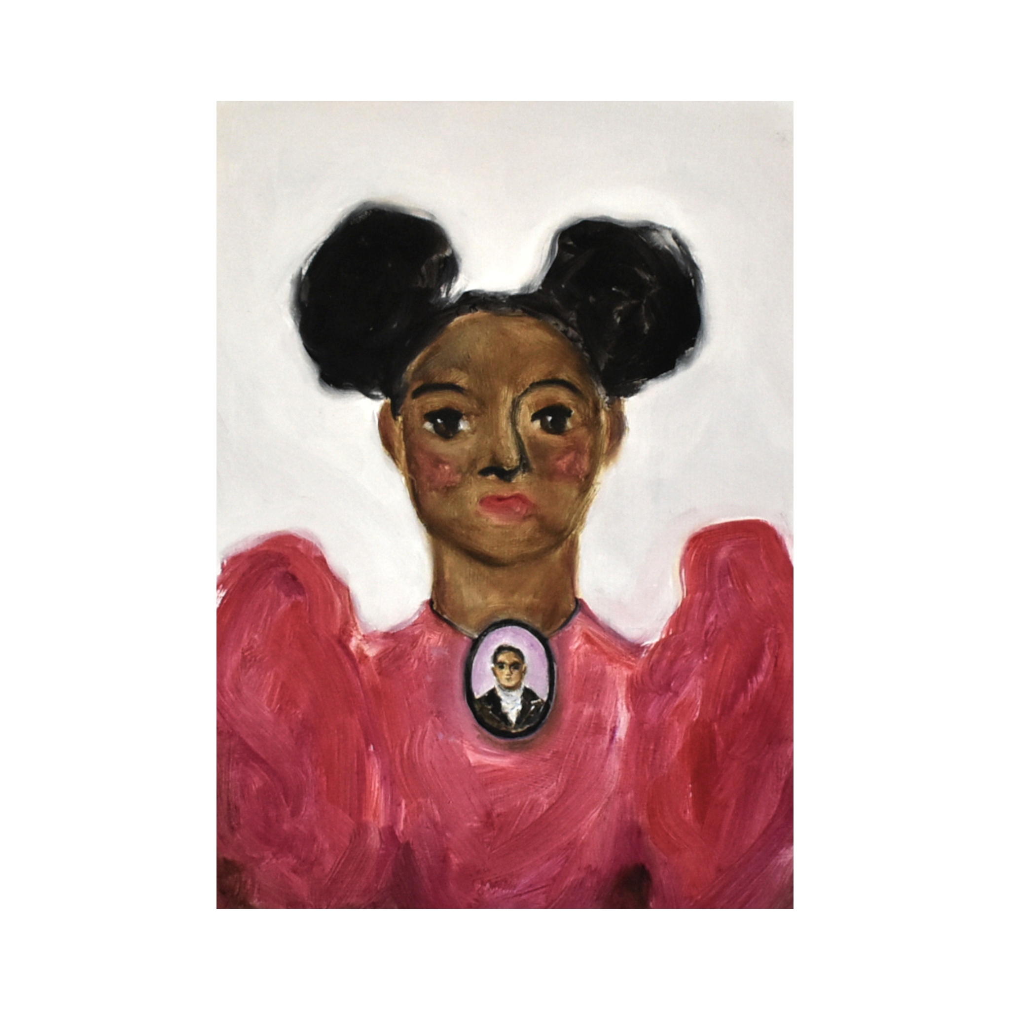 Storybook Portrait of Lizzie with Portrait Brooch Giclée Art Print (5"x7")