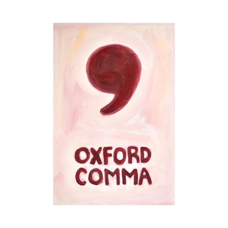 Last One! - Oxford Comma Giclée Art Print in Pink & Deep Raspberry (5"x7")