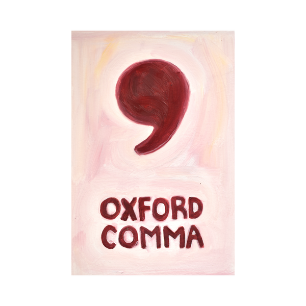 Last One! - Mini Oxford Comma Giclée Art Print in Pink & Deep Raspberry (3.25"x5")