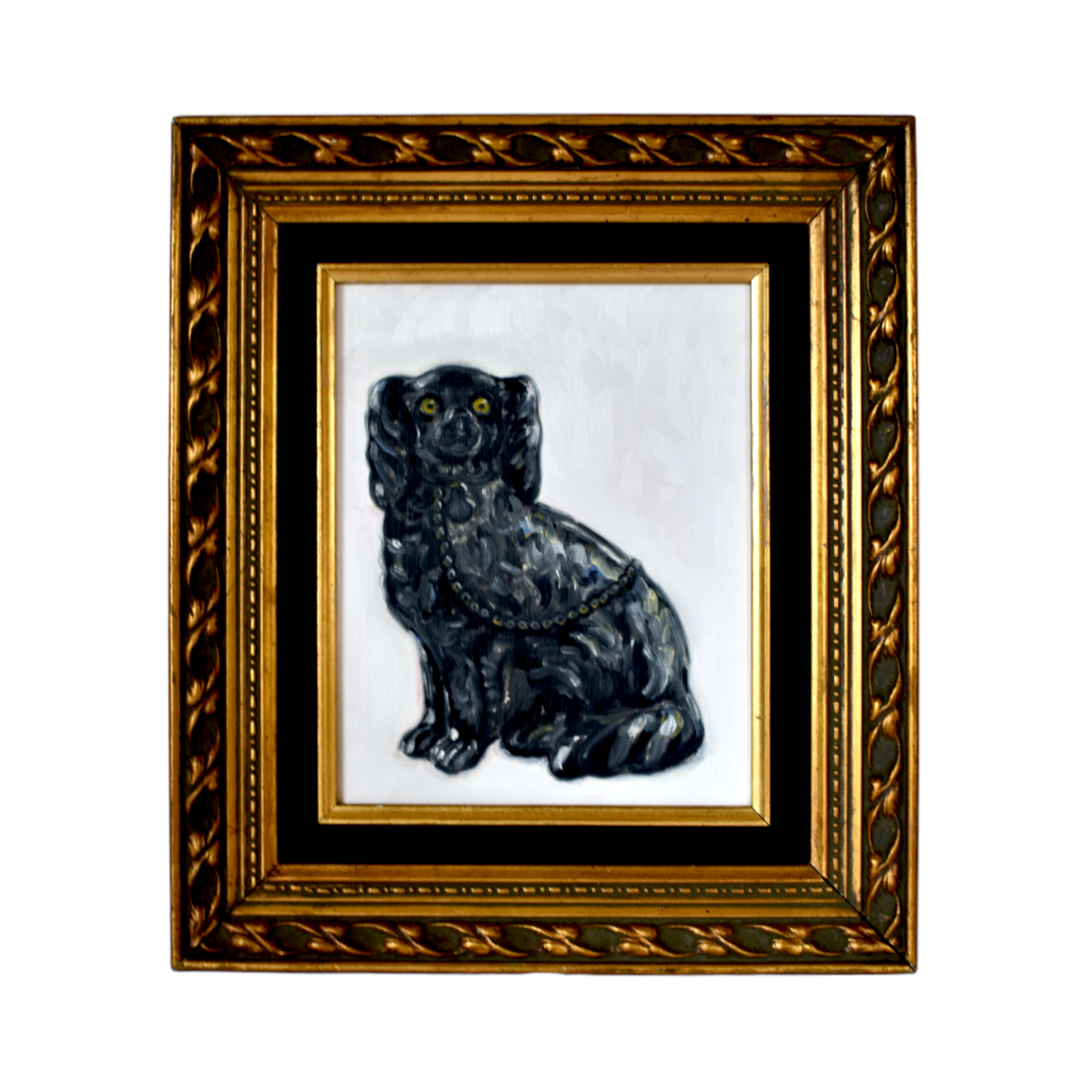 Pearl the Black Jackfield Staffordshire Dog Portrait