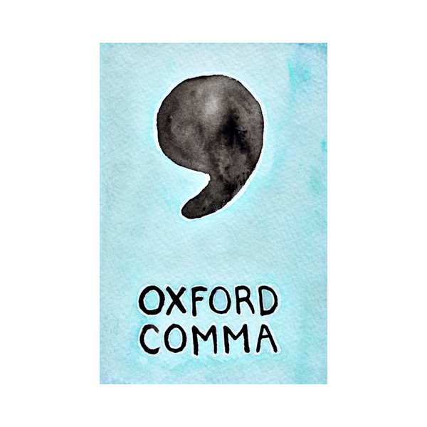 Last One! - Oxford Comma Giclée Art Print in Aquamarine & Charcoal (4"x6")
