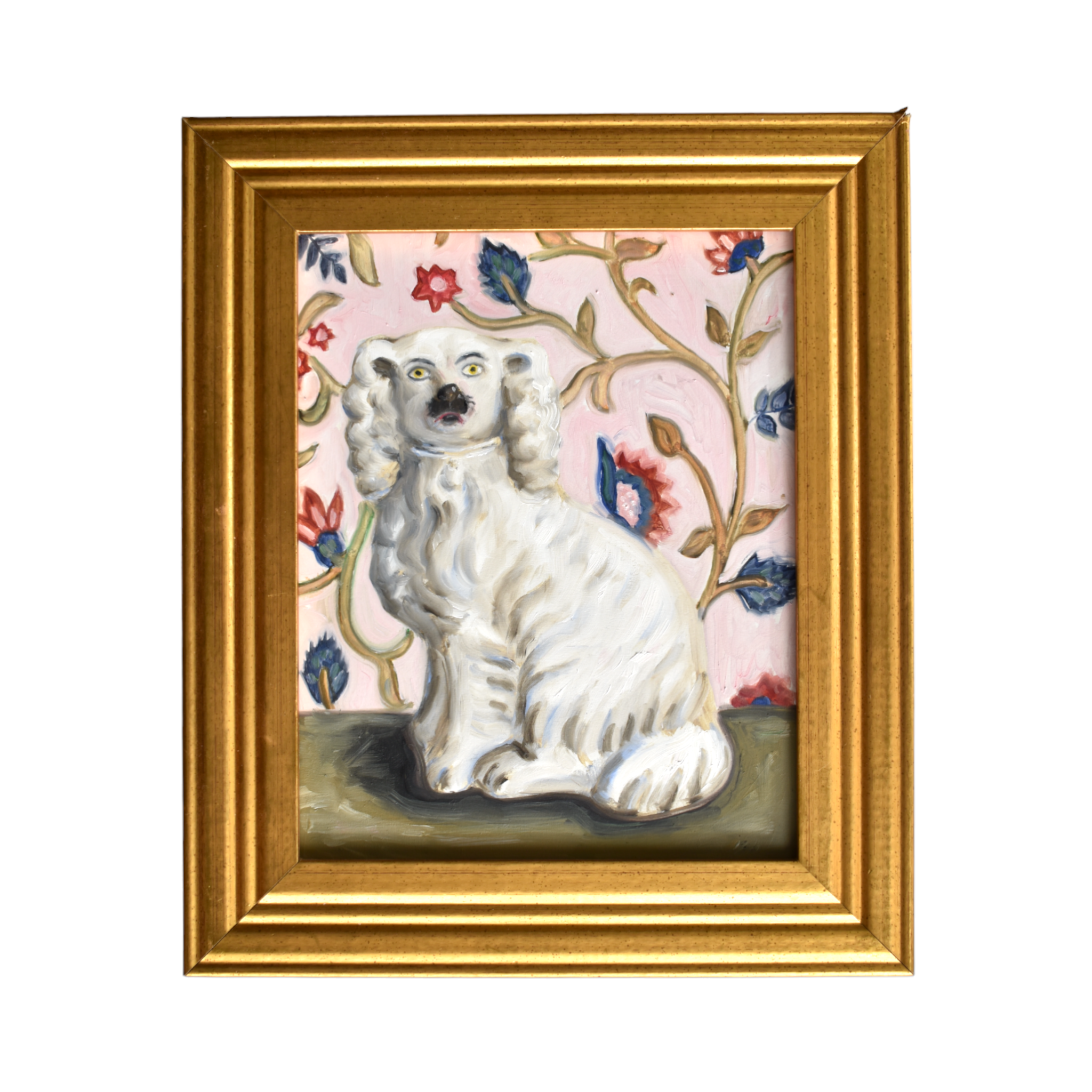 Barnabas the White Staffordshire Dog Portrait