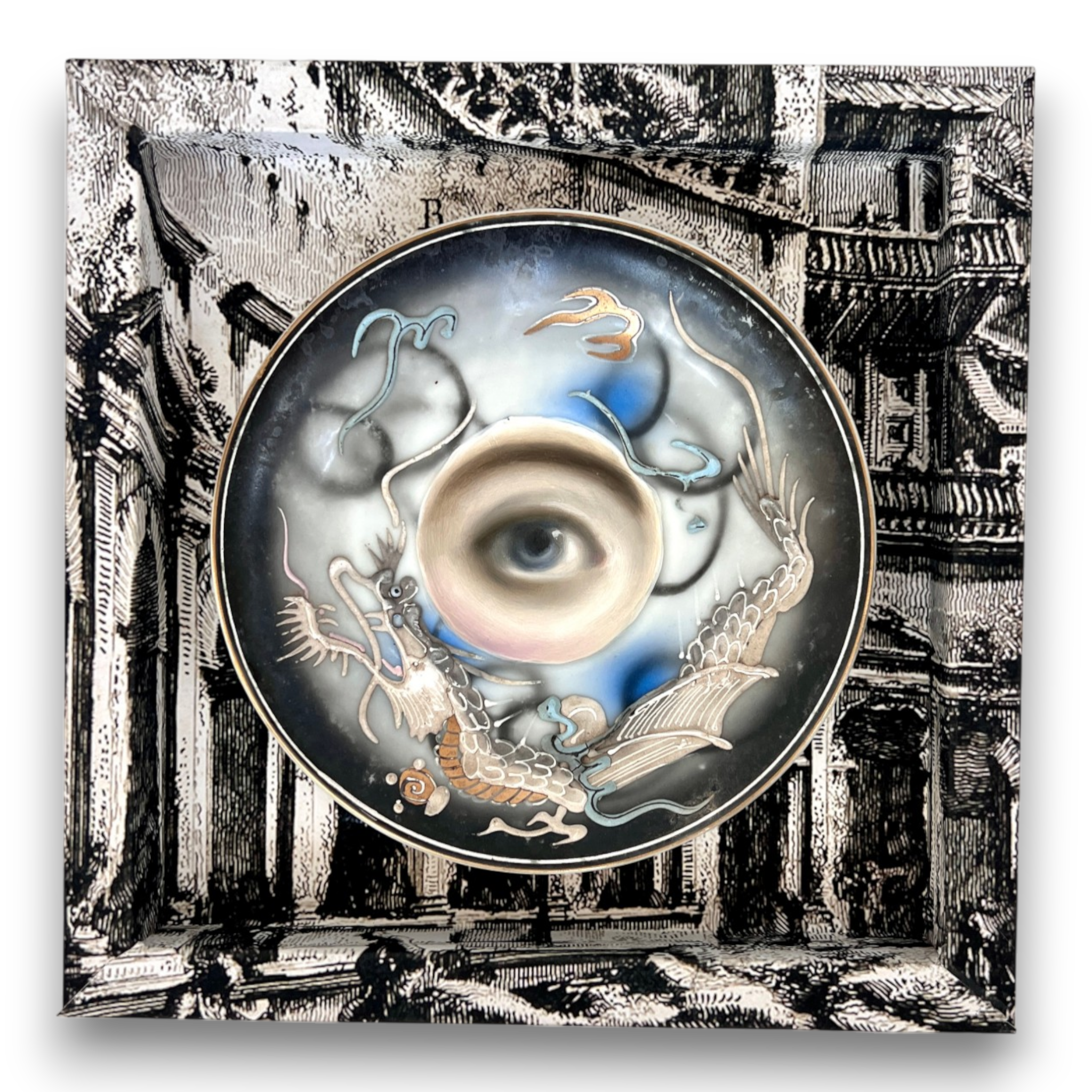 No. 3798 Lover’s Eye Painting on a Dragonware Plate