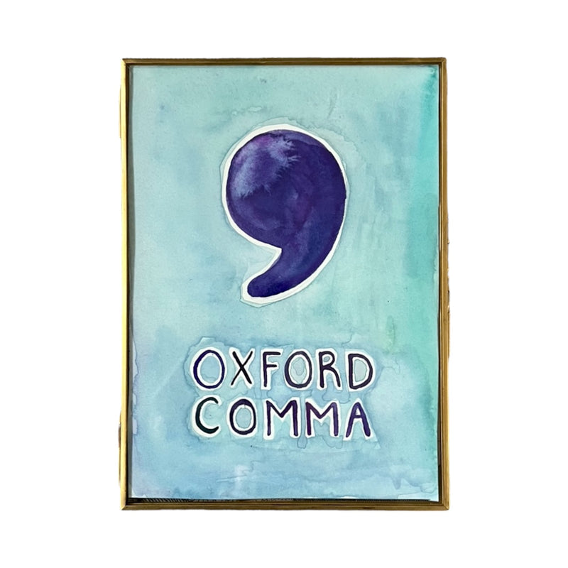 Lost & Found Collection: Oxford Comma Gouache Painting in Robin's Egg Blue and Violet