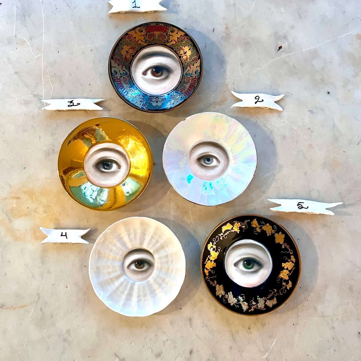 No. 3099 Lover's Eye Painting on an Irish Belleek Plate