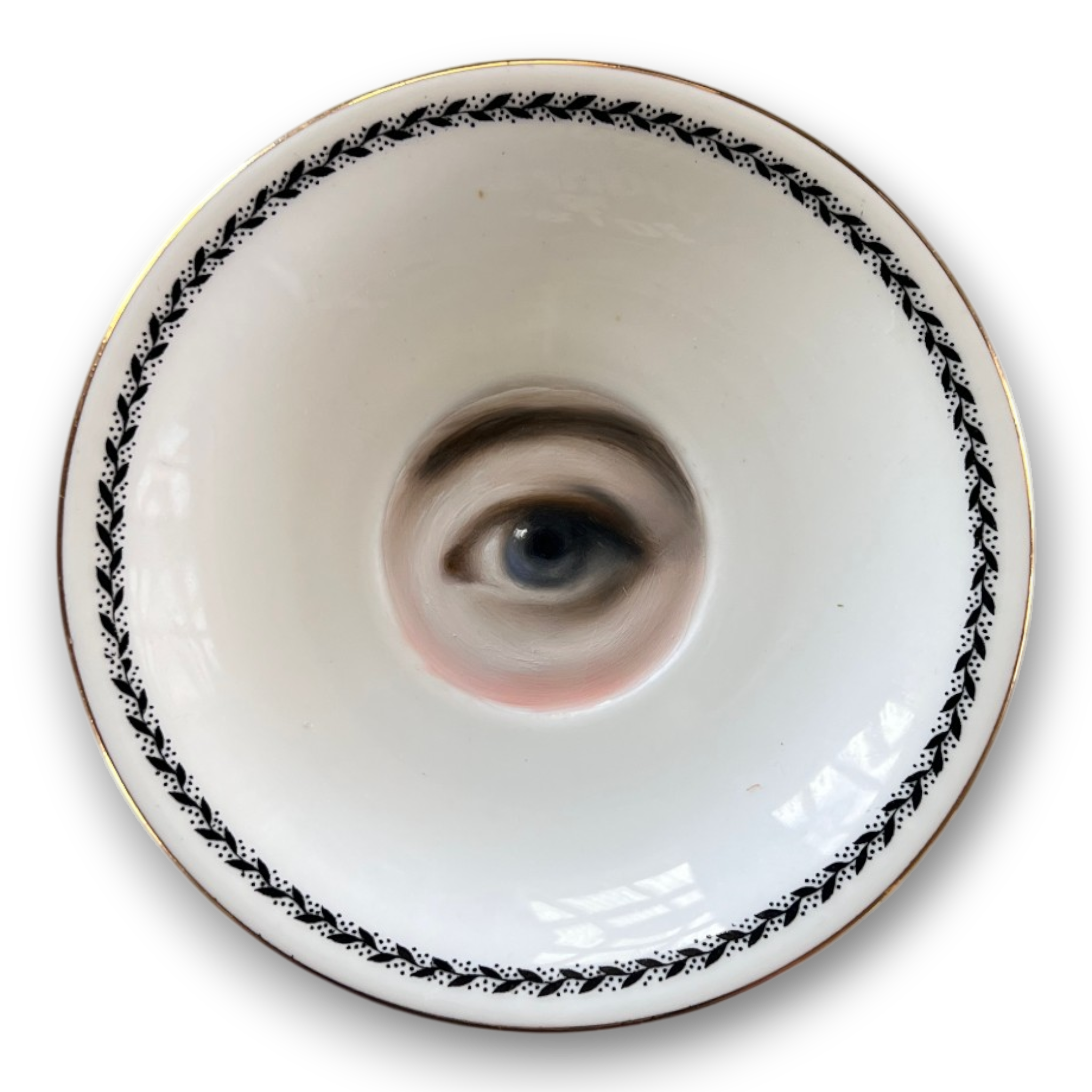 No. 3324 Lover's Eye Painting on an English Black & White Plate