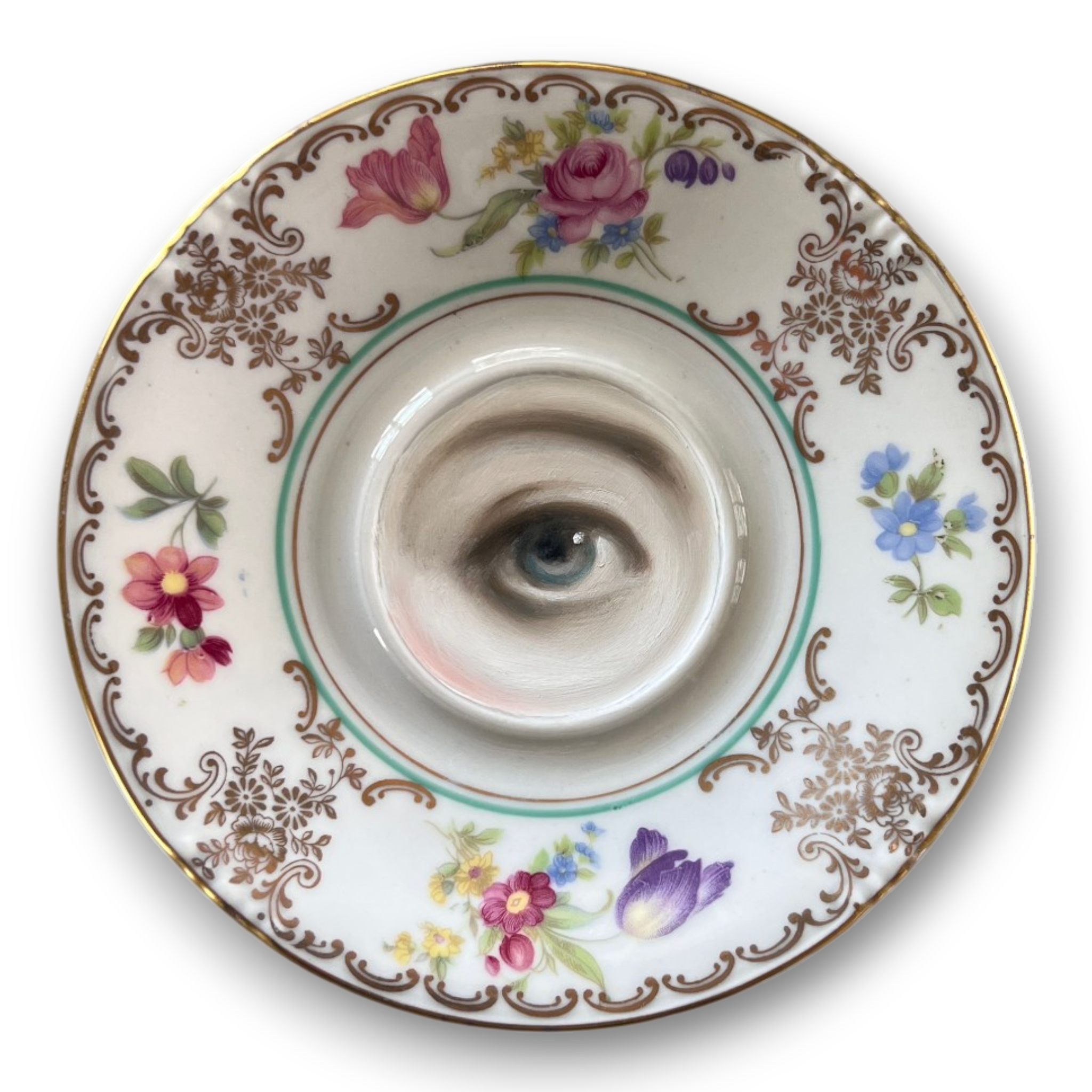 No. 3527 - Lover's Eye Painting on a Bavarian Floral Plate