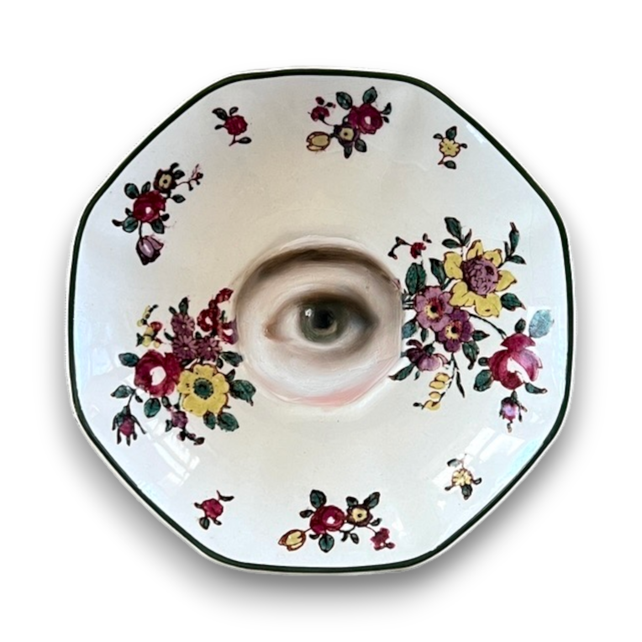 No. 3580 Lover's Eye Painting on an "Old Leeds Sprays" Staffordshire Plate