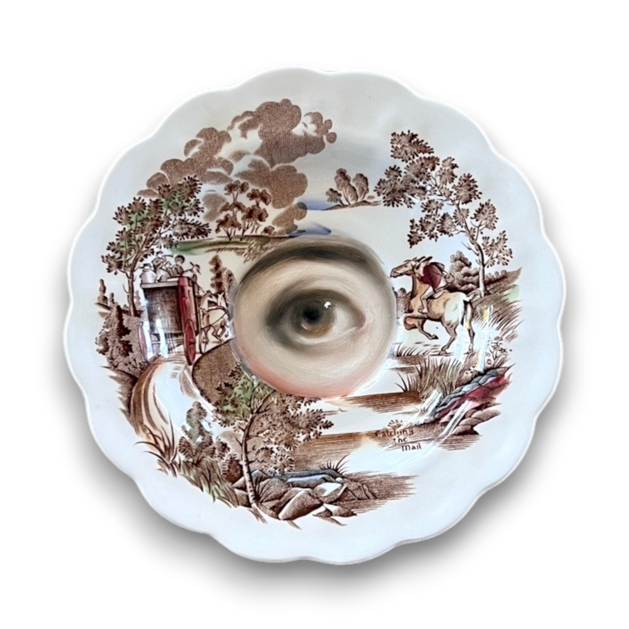 No. 3588 Lover's Eye Painting on a Staffordshire Landscape Plate