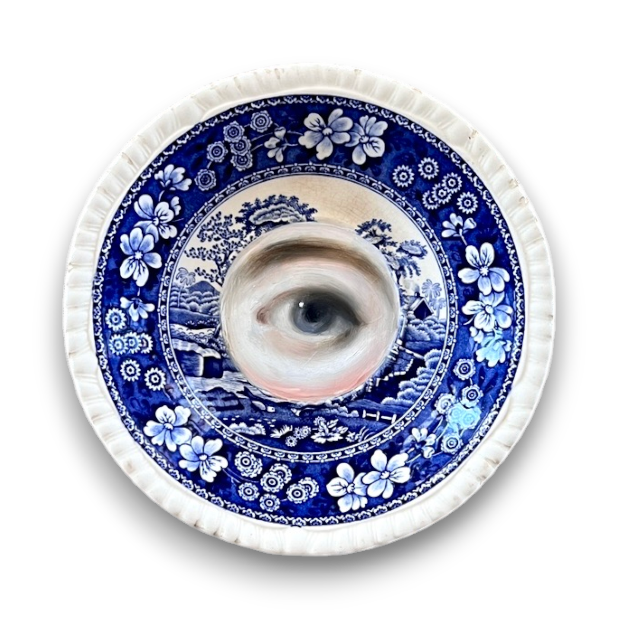 No. 3595 Lover's Eye Painting on a "Spode's Tower" Staffordshire Plate