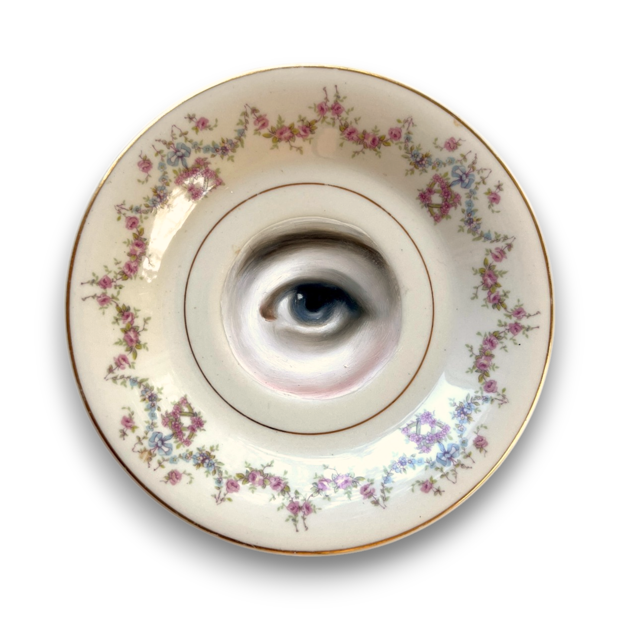 No. 3640 Lover's Eye Painting on a Old Ivory Plate