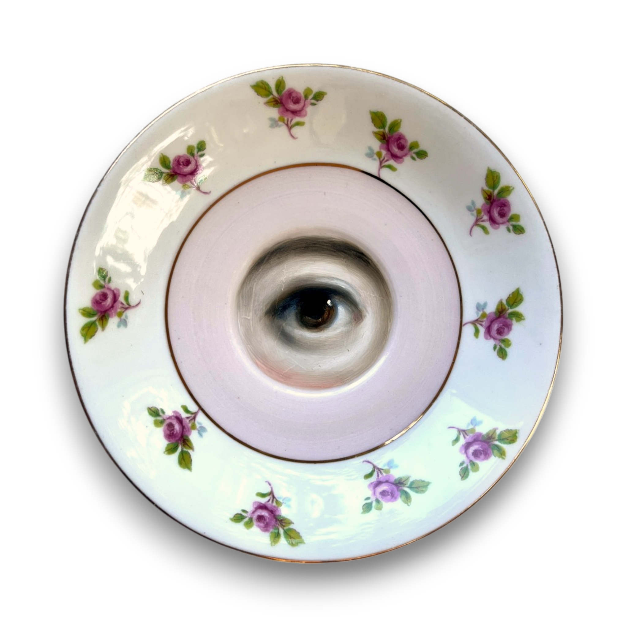No. 3641 Lover's Eye Painting on a Bone China Plate