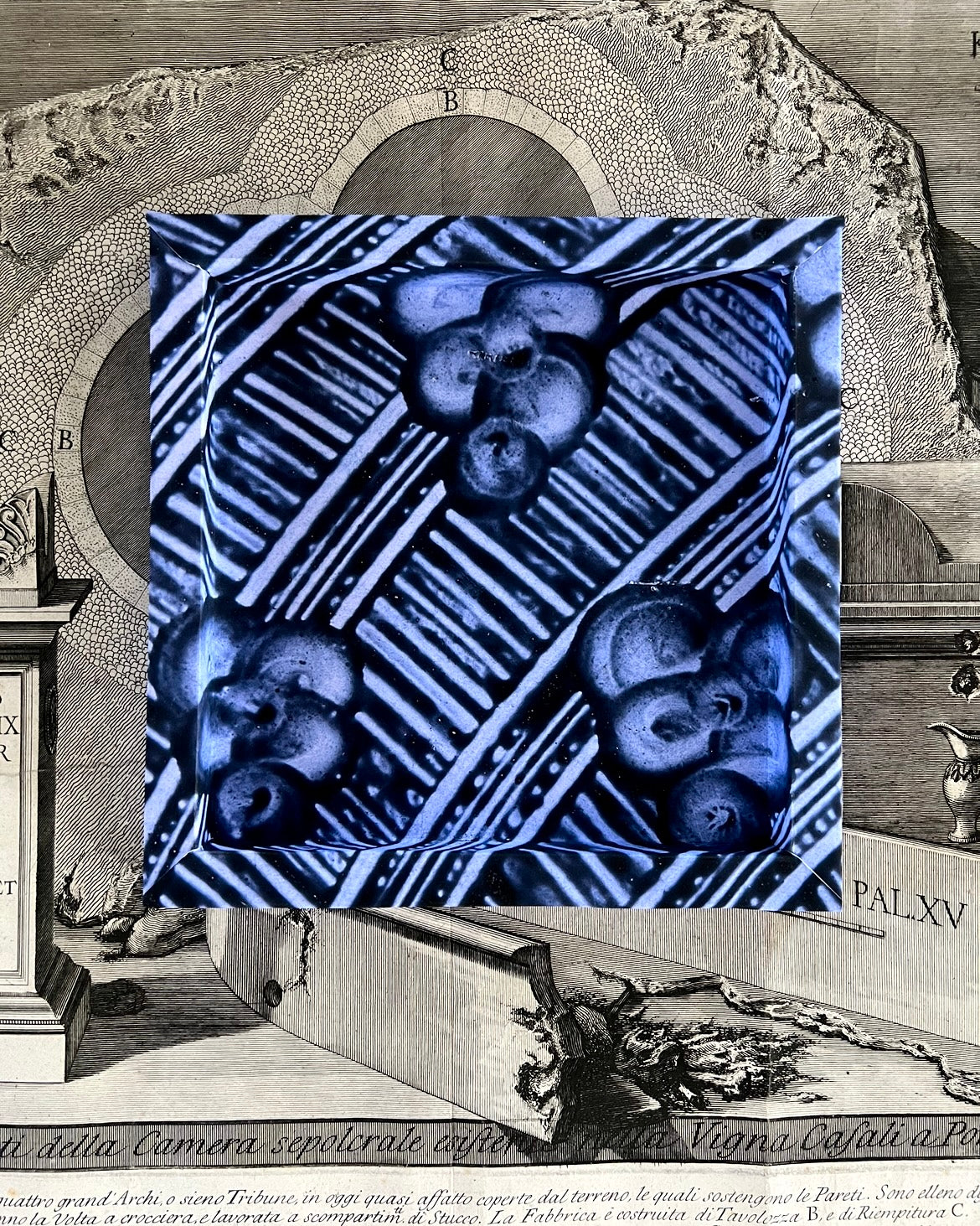 Frame No. 10 - Dominoterie Sgraffito Bleu (10” for plates 6.25” to 8”)