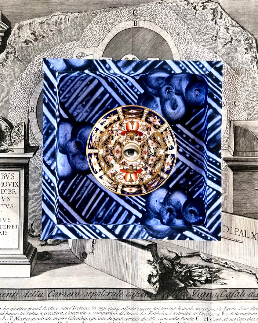 Frame No. 10 - Dominoterie Sgraffito Bleu (10” for plates 6.25” to 8”)