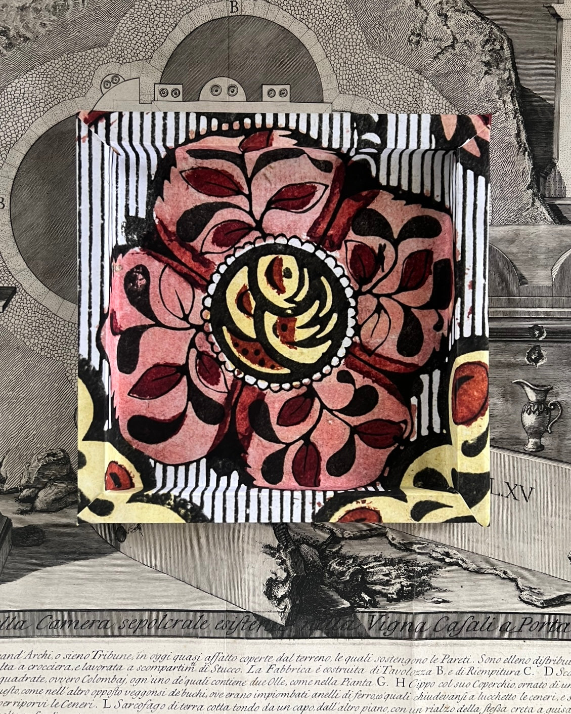 Frame No. 11 - Dominoterie Fleur Rose (8" for plates 4.25"-6")