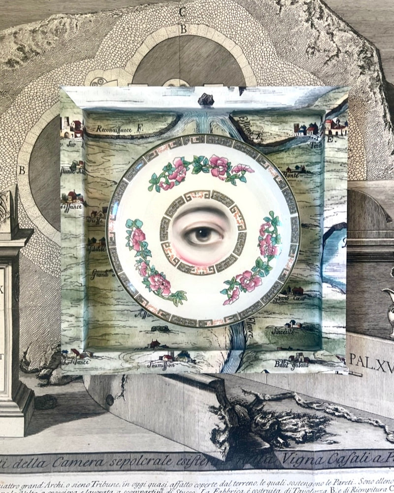 Lover's Eye Painting on an English Indian Tree Plate