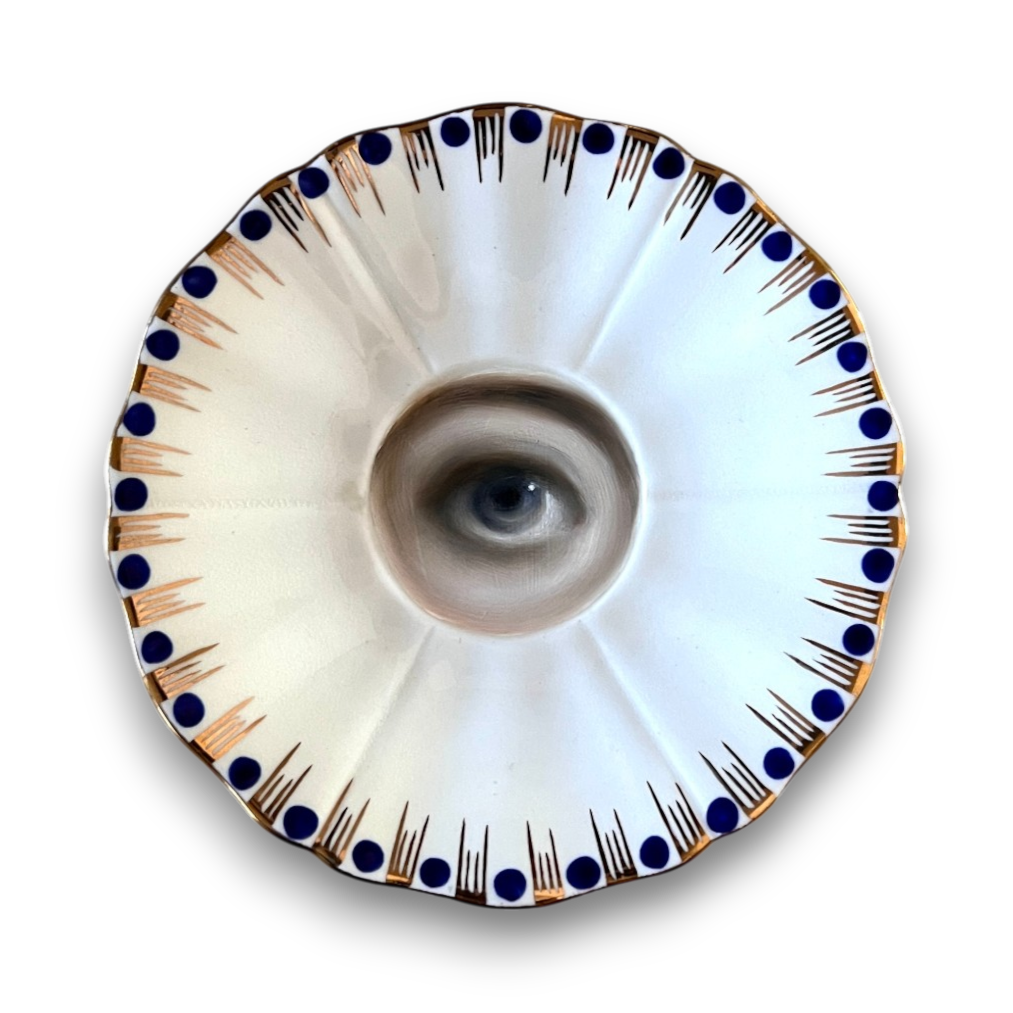 No. 3657 Lover's Eye Painting on a Dotted Staffordshire Plate