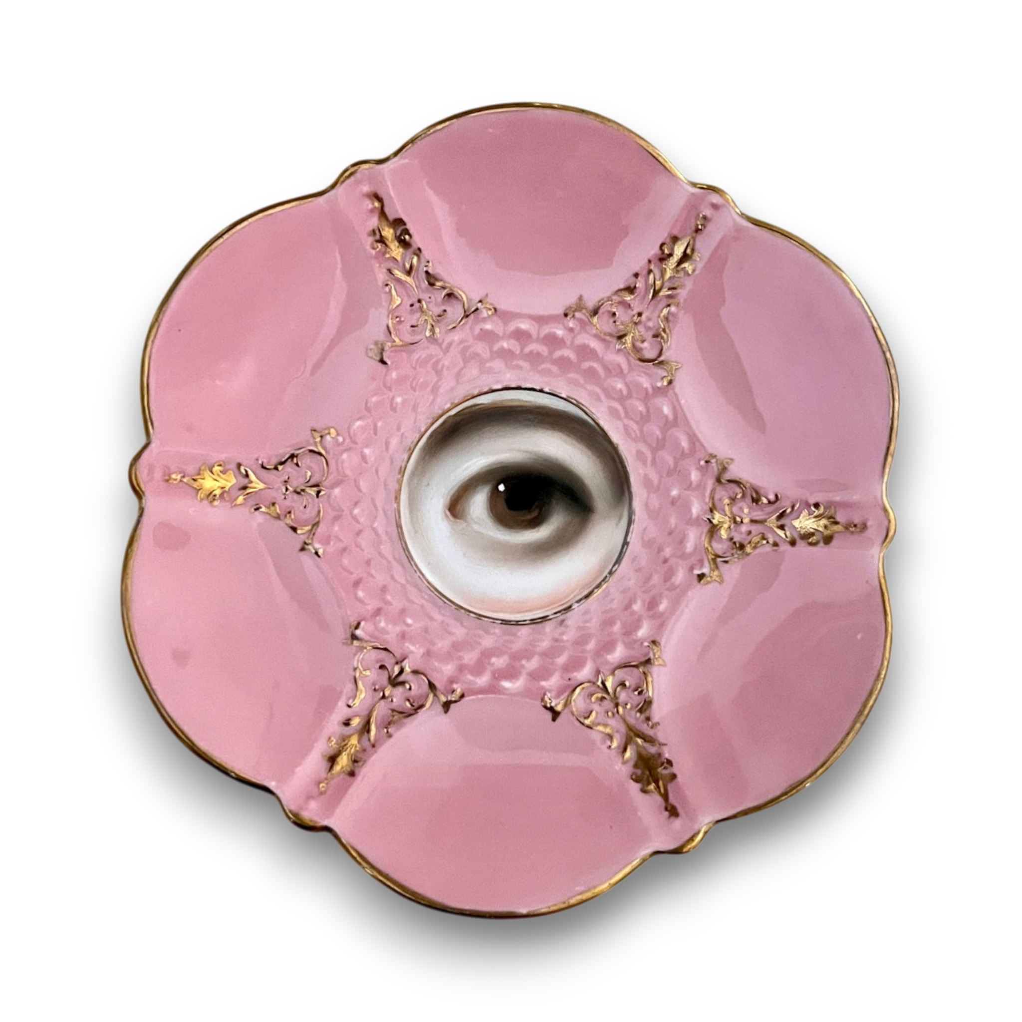 No. 3655 Lover's Eye Painting on a Pink English Plate