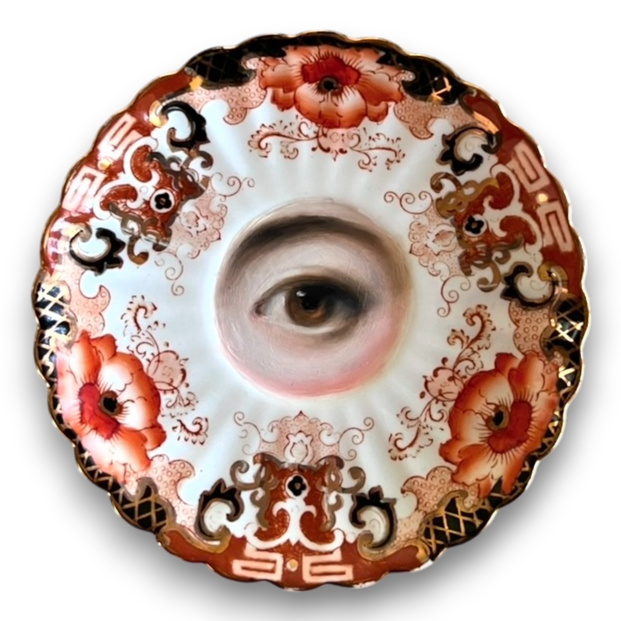 No. 2738 Lover's Eye Painting on an English Imari Plate