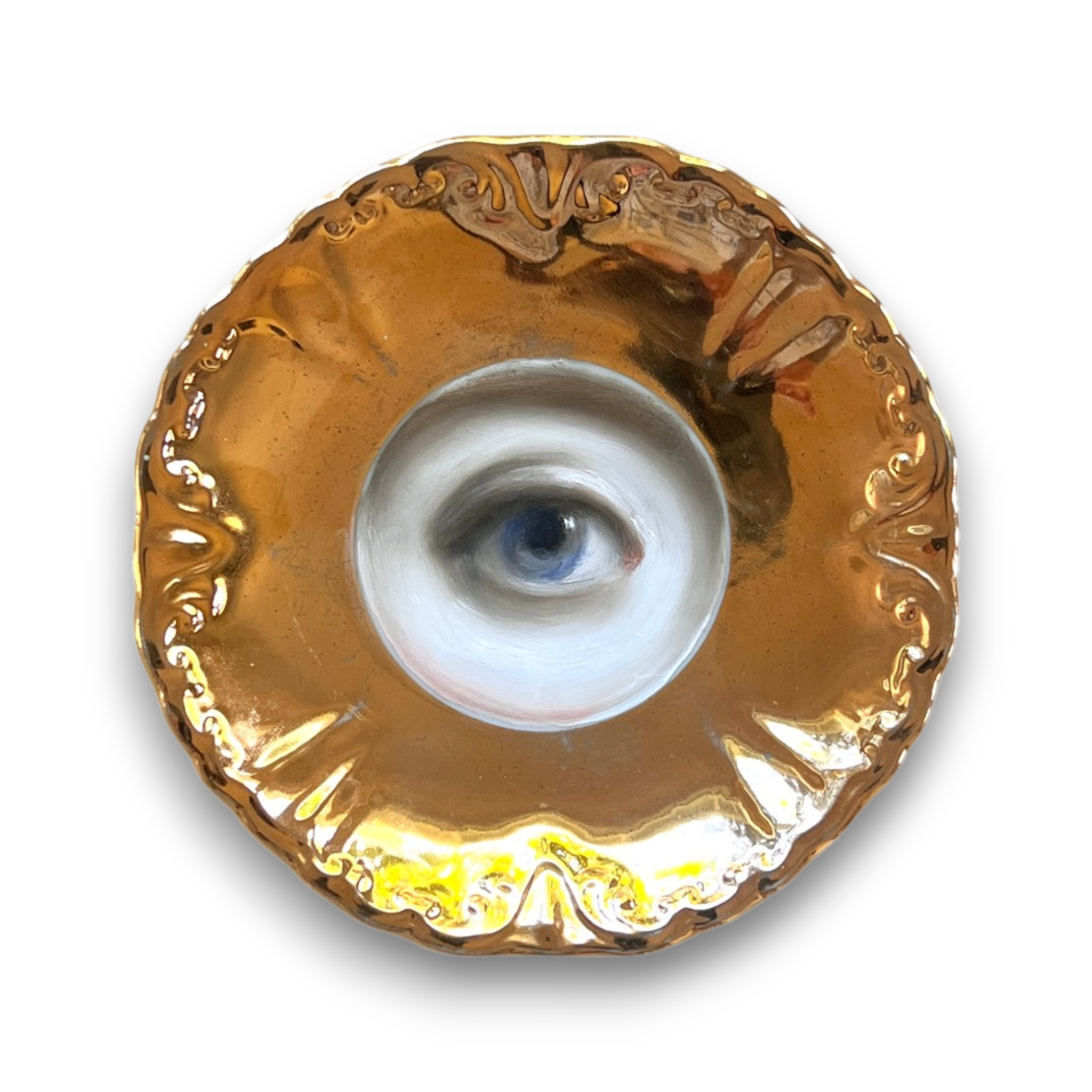 No. 3676 Lover's Eye Painting on a Gold Luster Plate