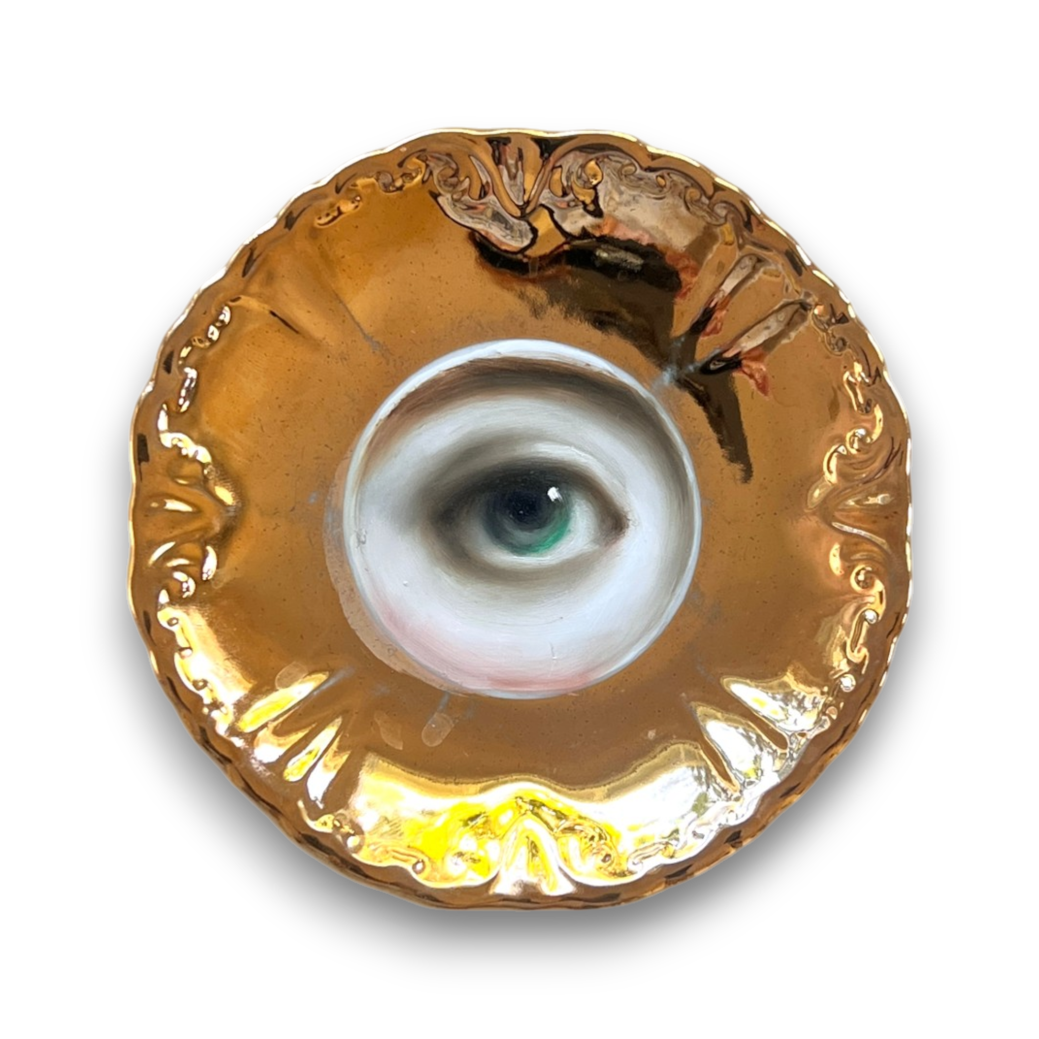 No. 3678 Lover's Eye Painting on a Gold Luster Plate