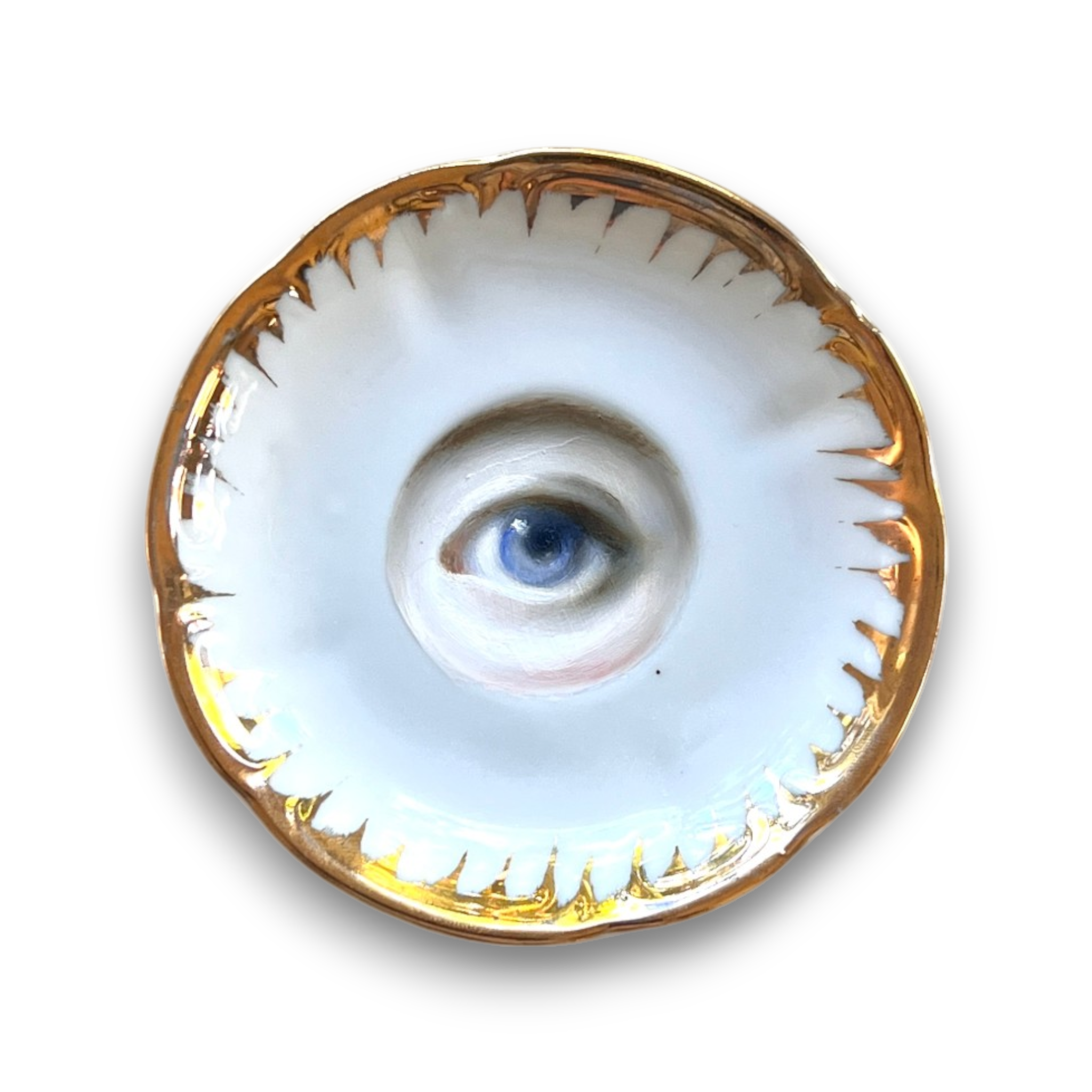 No. 3679 Lover's Eye Painting on an Italian Gilt-Bordered Plate