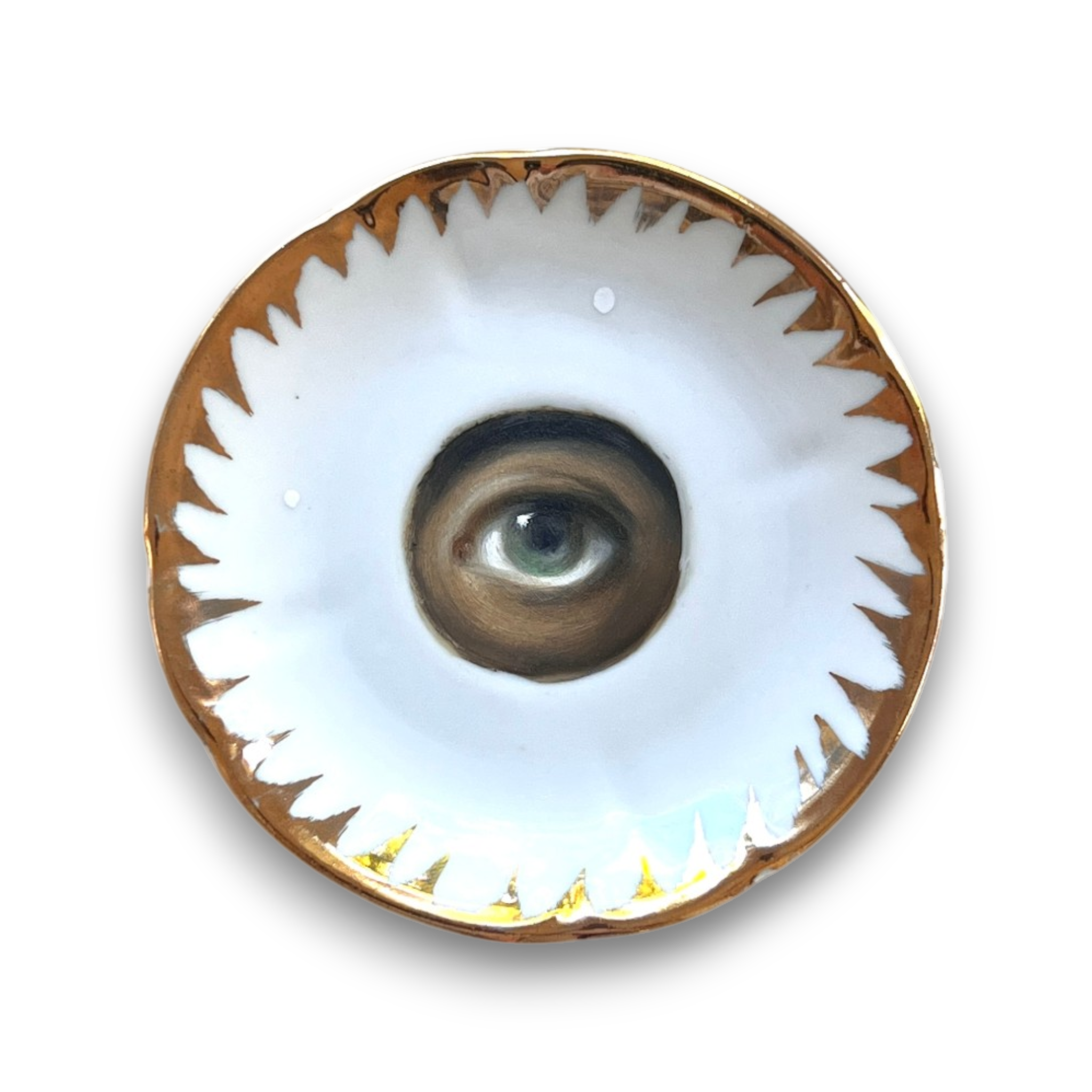 No. 3681 Lover's Eye Painting on an Italian Gilt-Bordered Plate