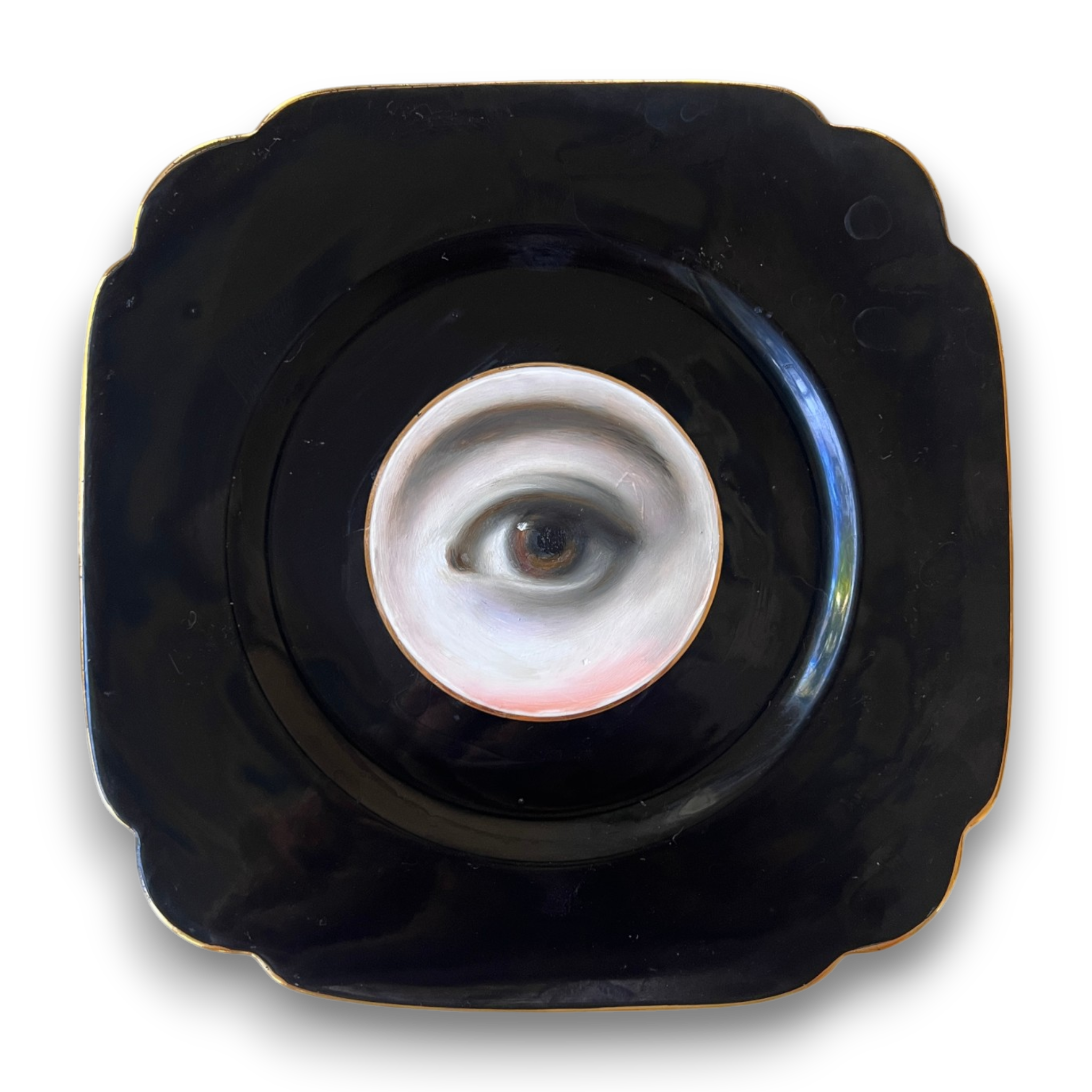 No. 3697 Lover's Eye Painting on an English Black Plate