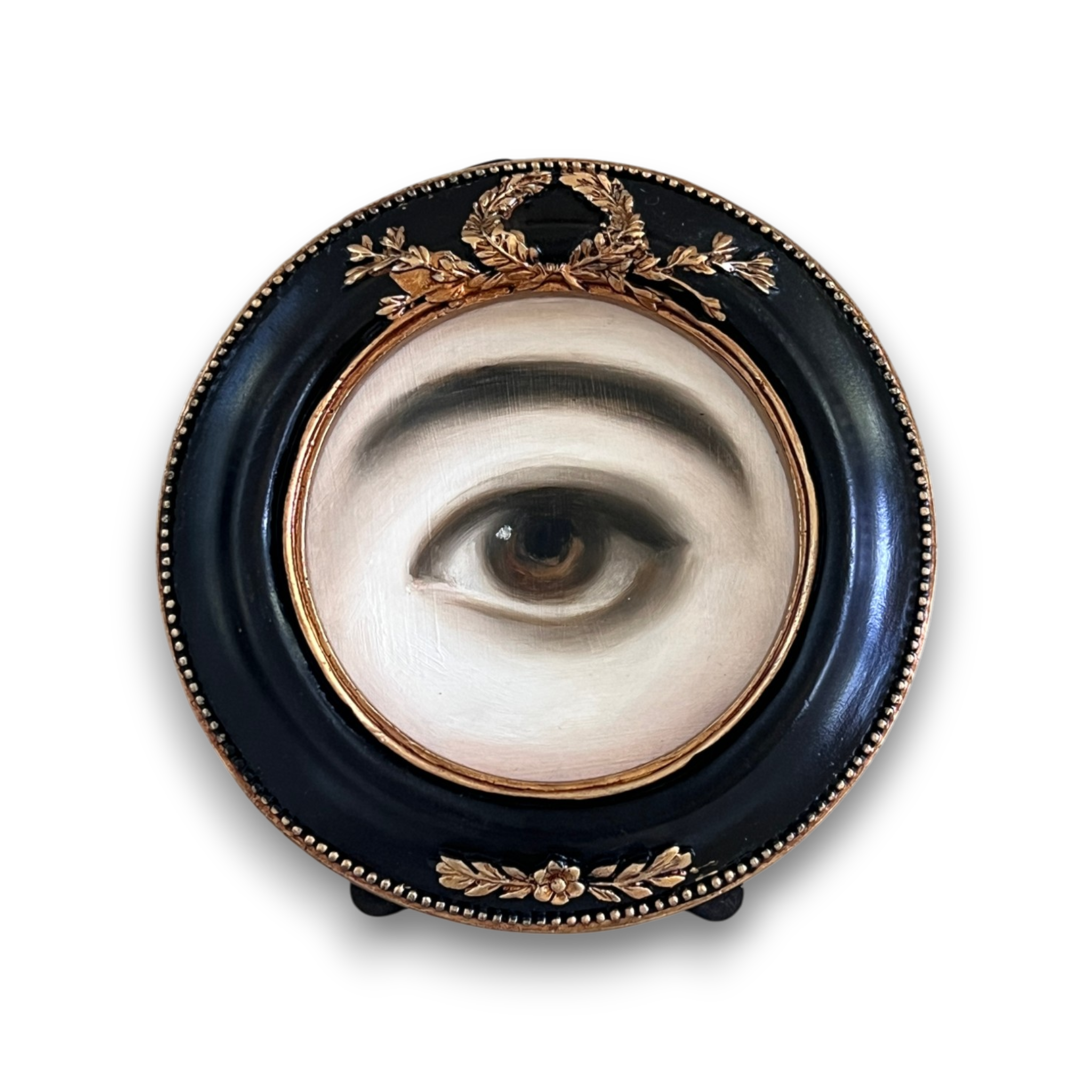 No. 3702 Lover's Eye Painting in a Black & Gold Neoclassical Frame