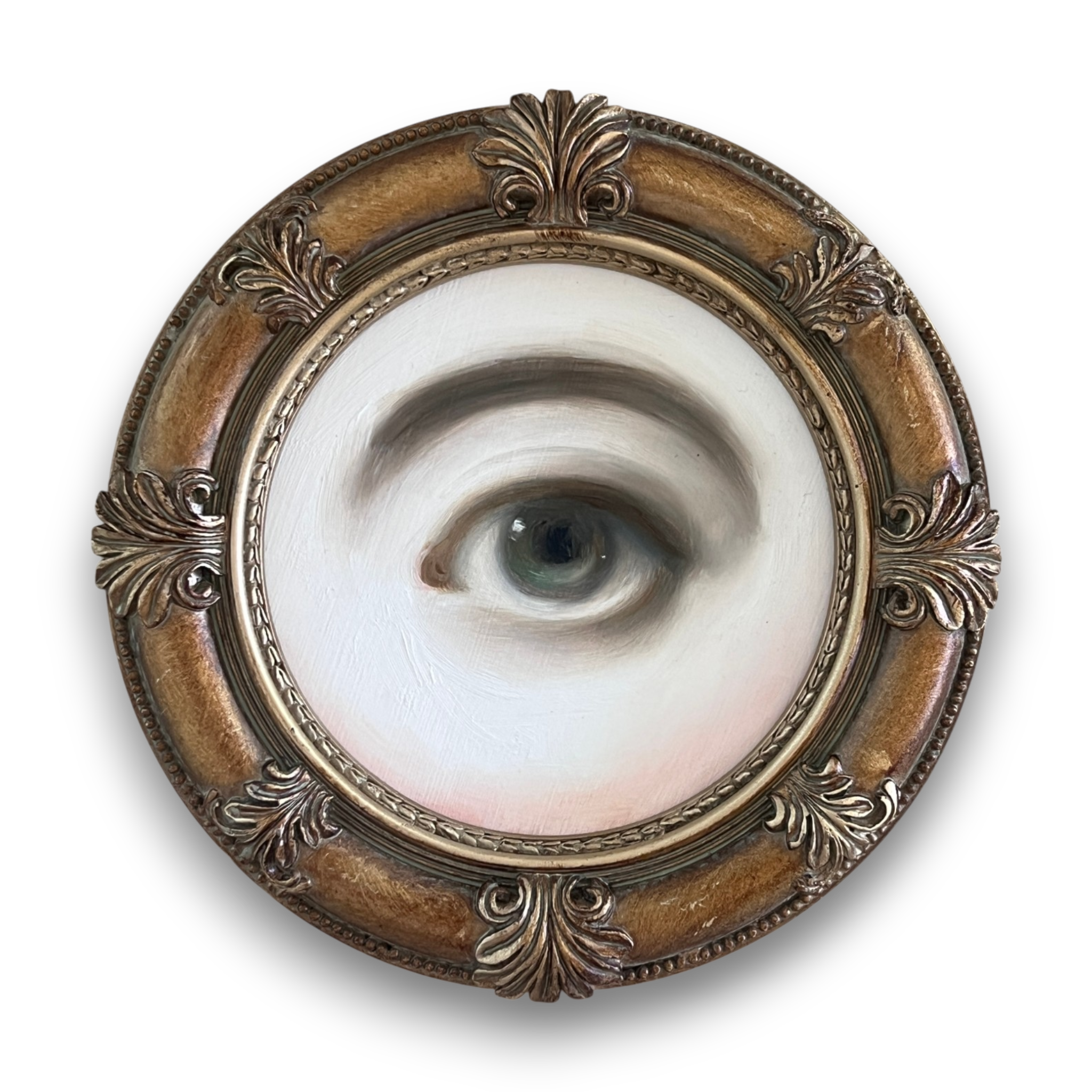 No. 3711 Lover's Eye Painting in a Round Gold Frame