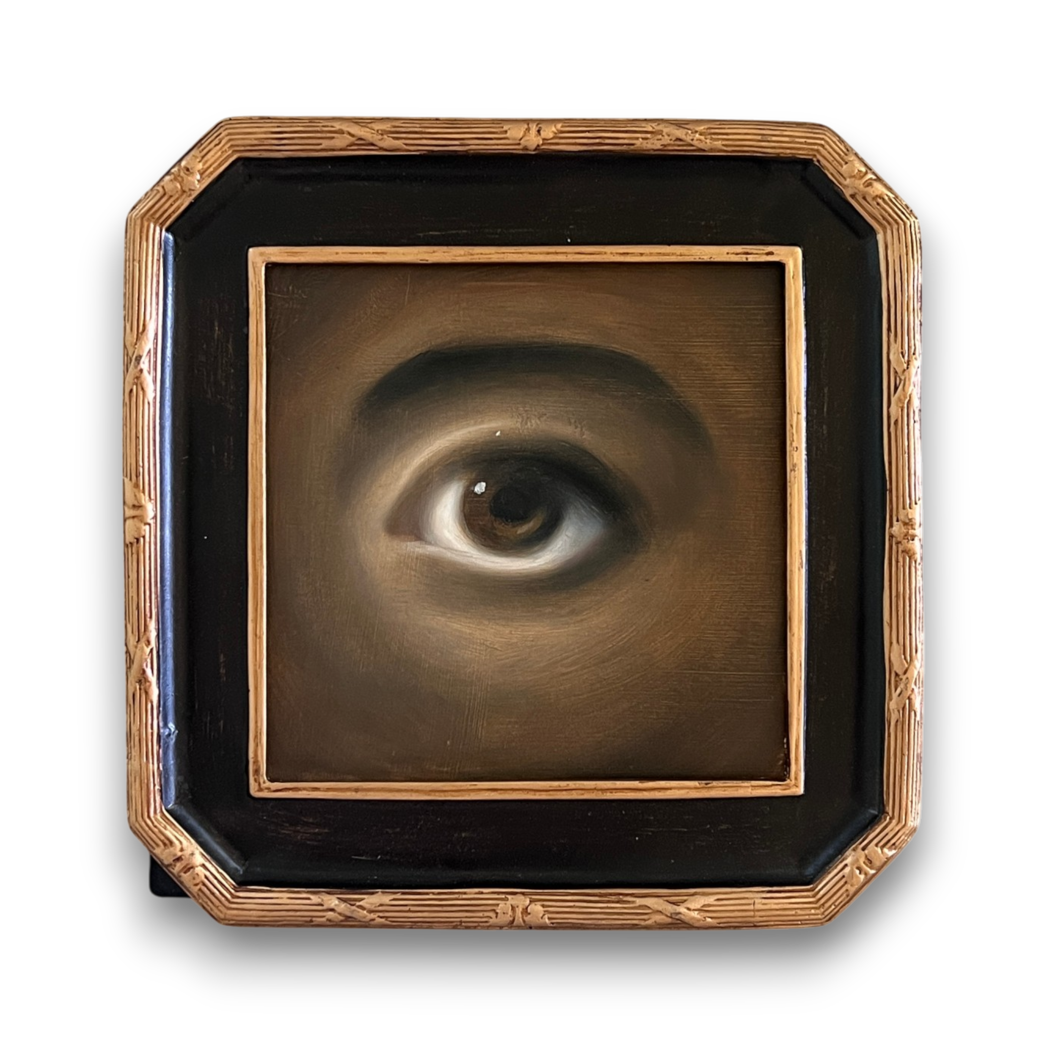 No. 3712 Lover's Eye Painting in a Black & Gold Frame