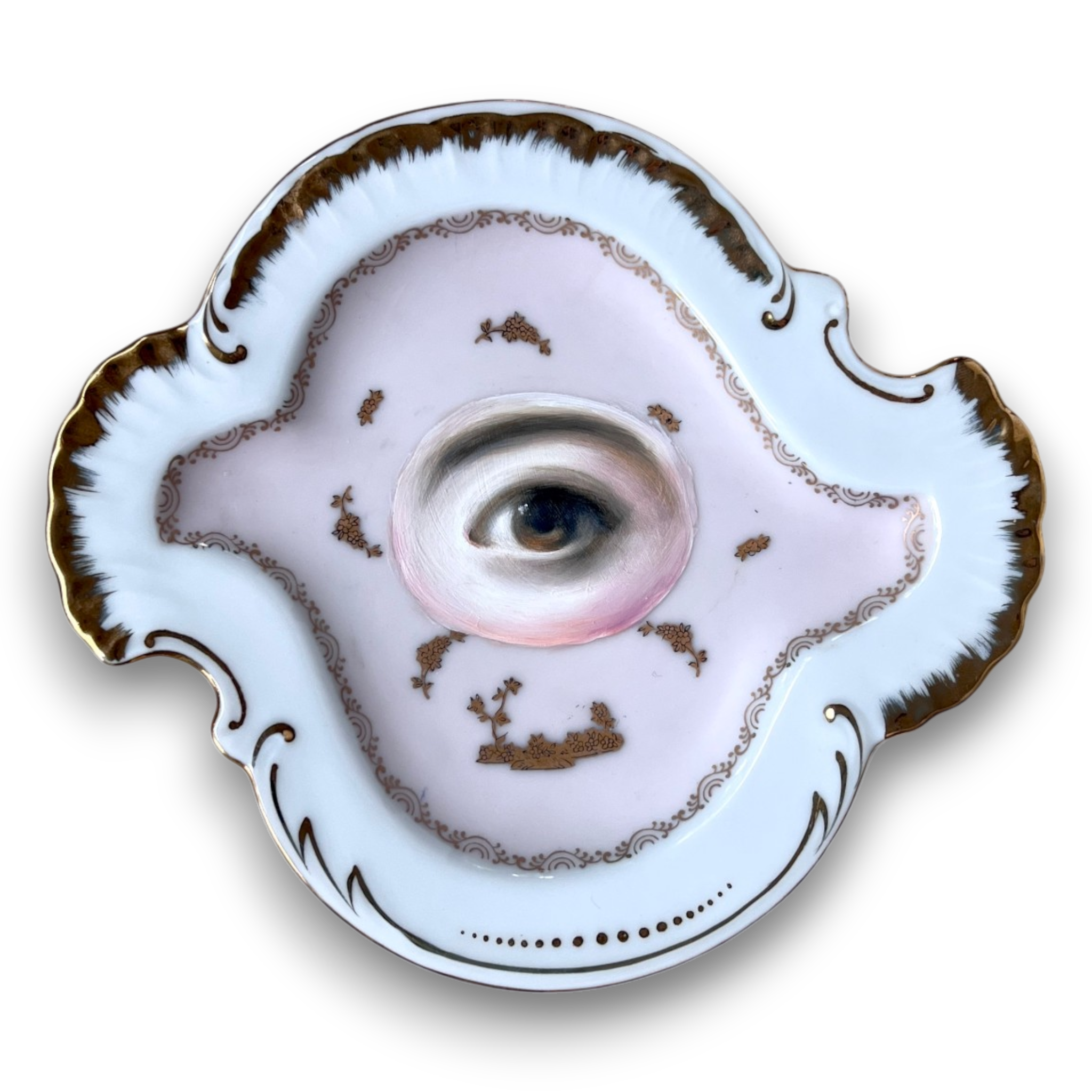 No. 3737 Lover's Eye Painting on a Pink Paisley Plate