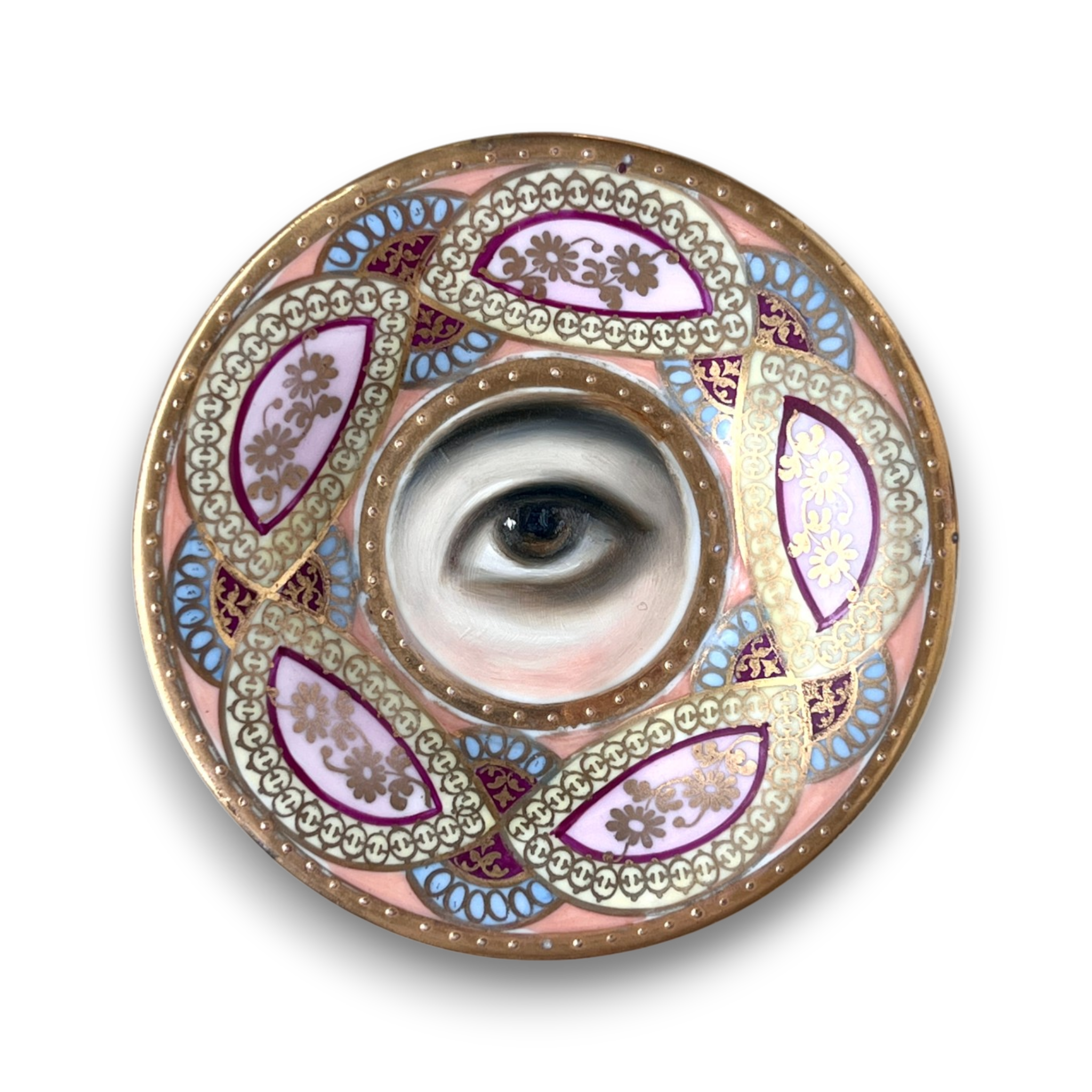 No. 3722 Lover's Eye Painting on a Pastel Victorian Plate