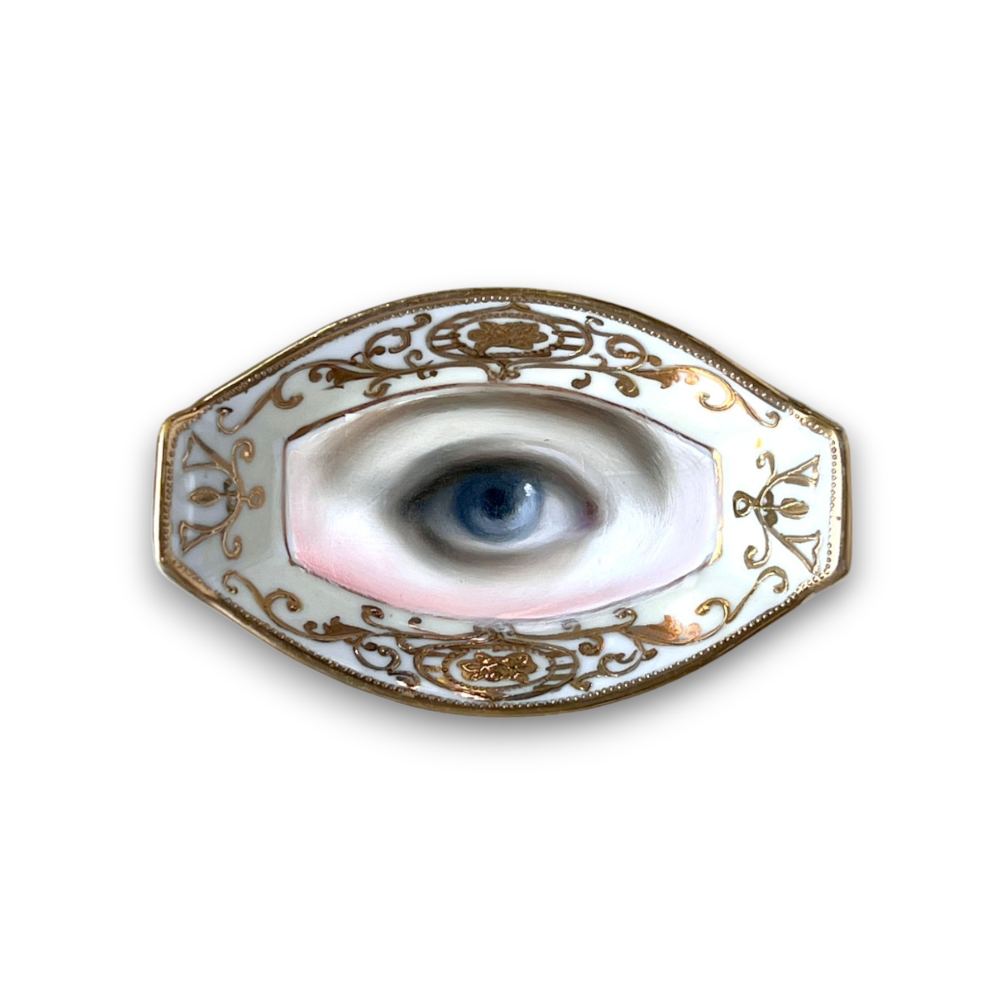 No. 3745 Lover's Eye Painting on a Gold Mini Dish