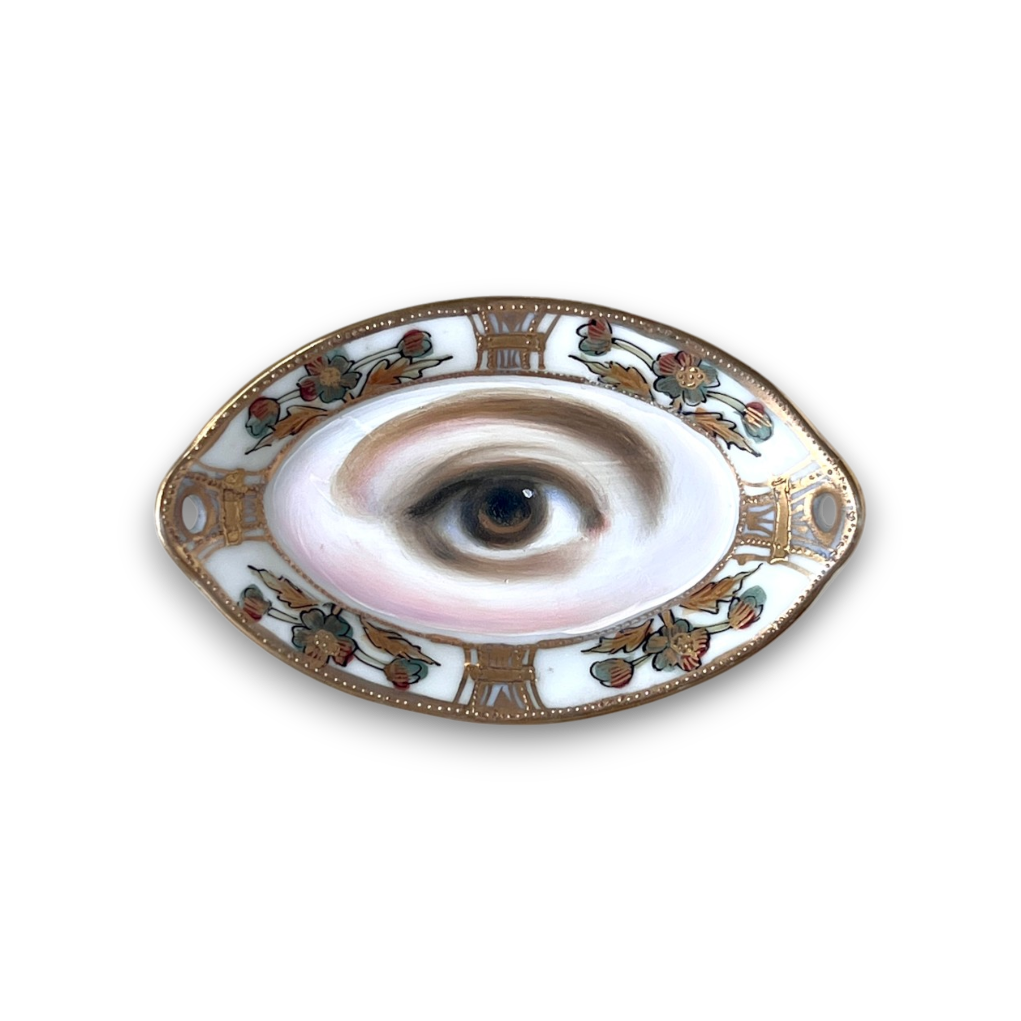 No. 3746 Lover's Eye Painting on a Mini Floral Dish