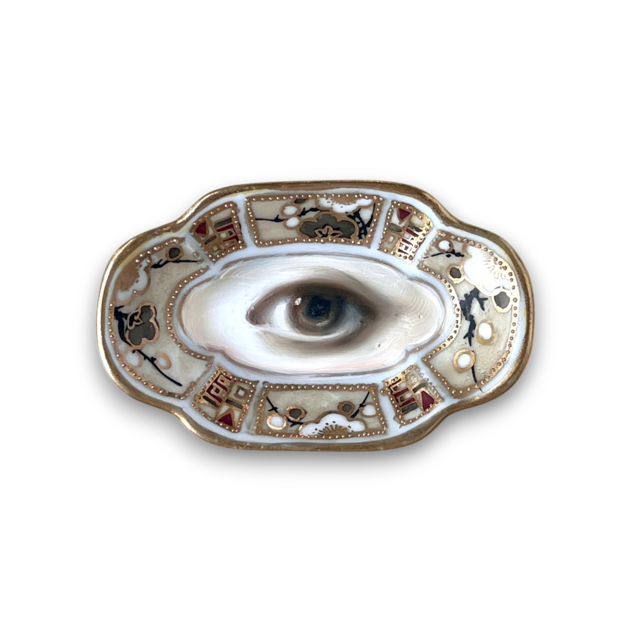 No. 3747 Lover's Eye Painting on a Mini Cherry Blossom Dish