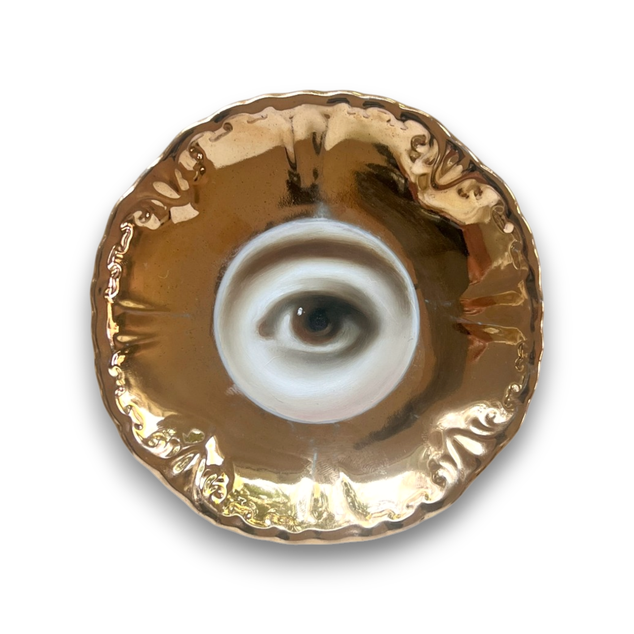 No. 3771 Lover’s Eye Painting on a Gold Luster Plate