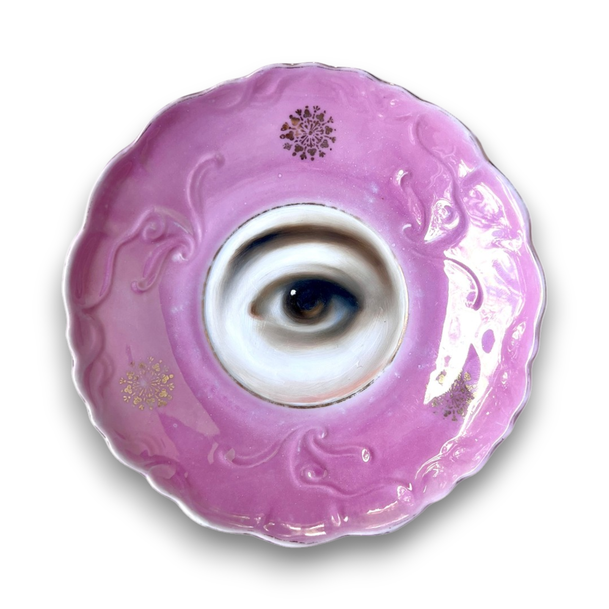 No. 3776 Lover’s Eye Painting on a Pink Victorian Plate