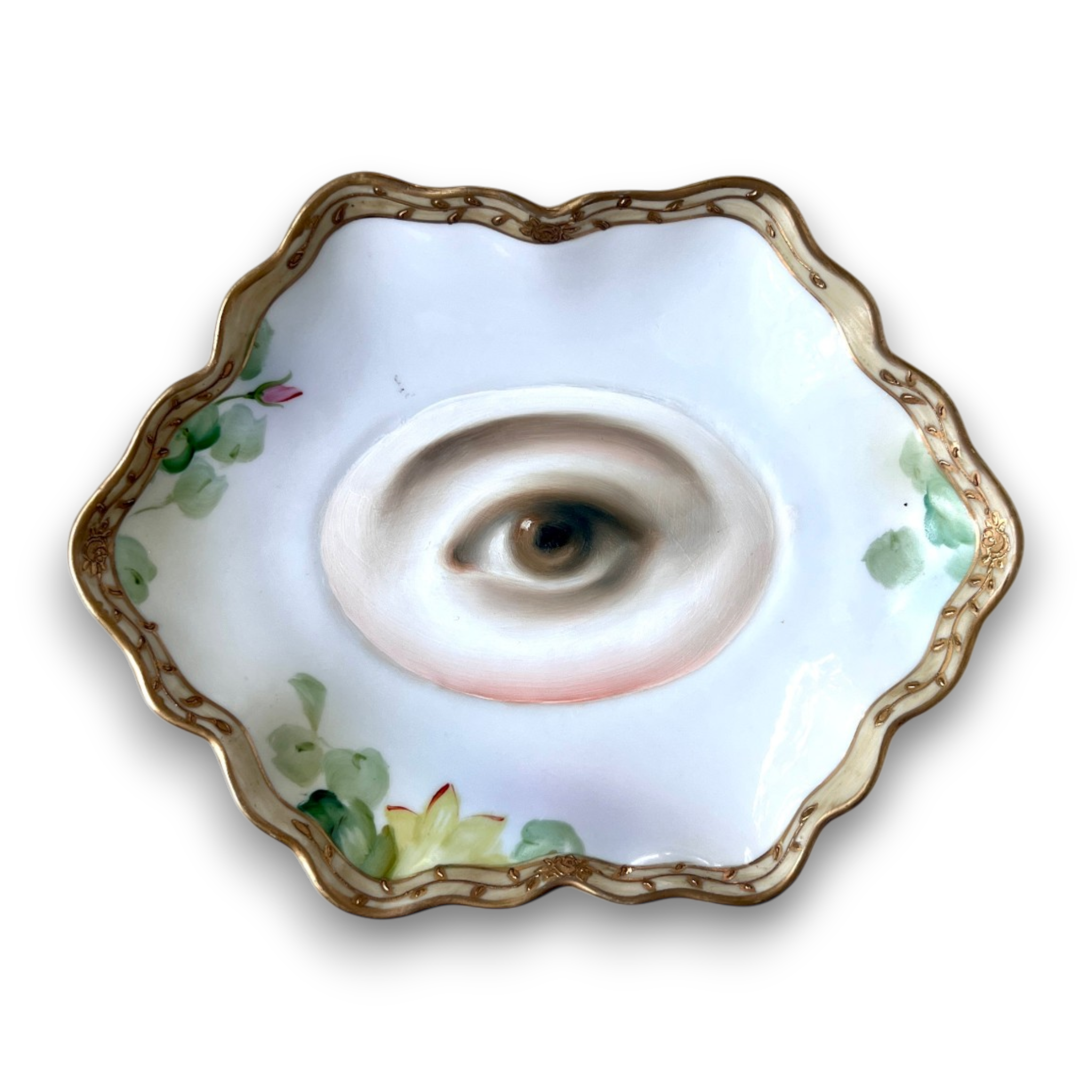 No. 3790 Lover’s Eye Painting on a Hexagonal Dish